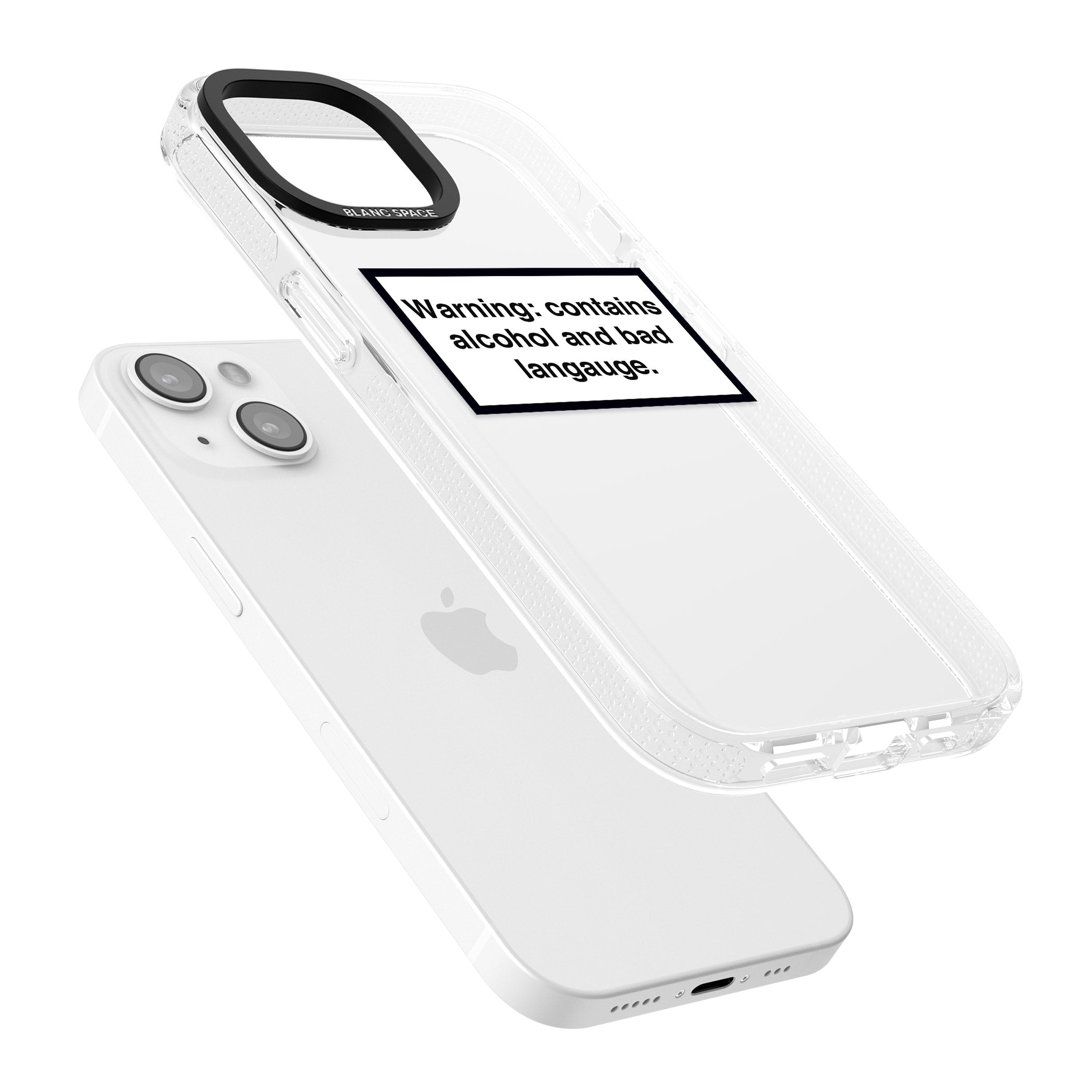 Warning: Contains Alcohol & Bad Language iPhone 15 / 14 / 13 Clear Case Impact Air - Blanc Space