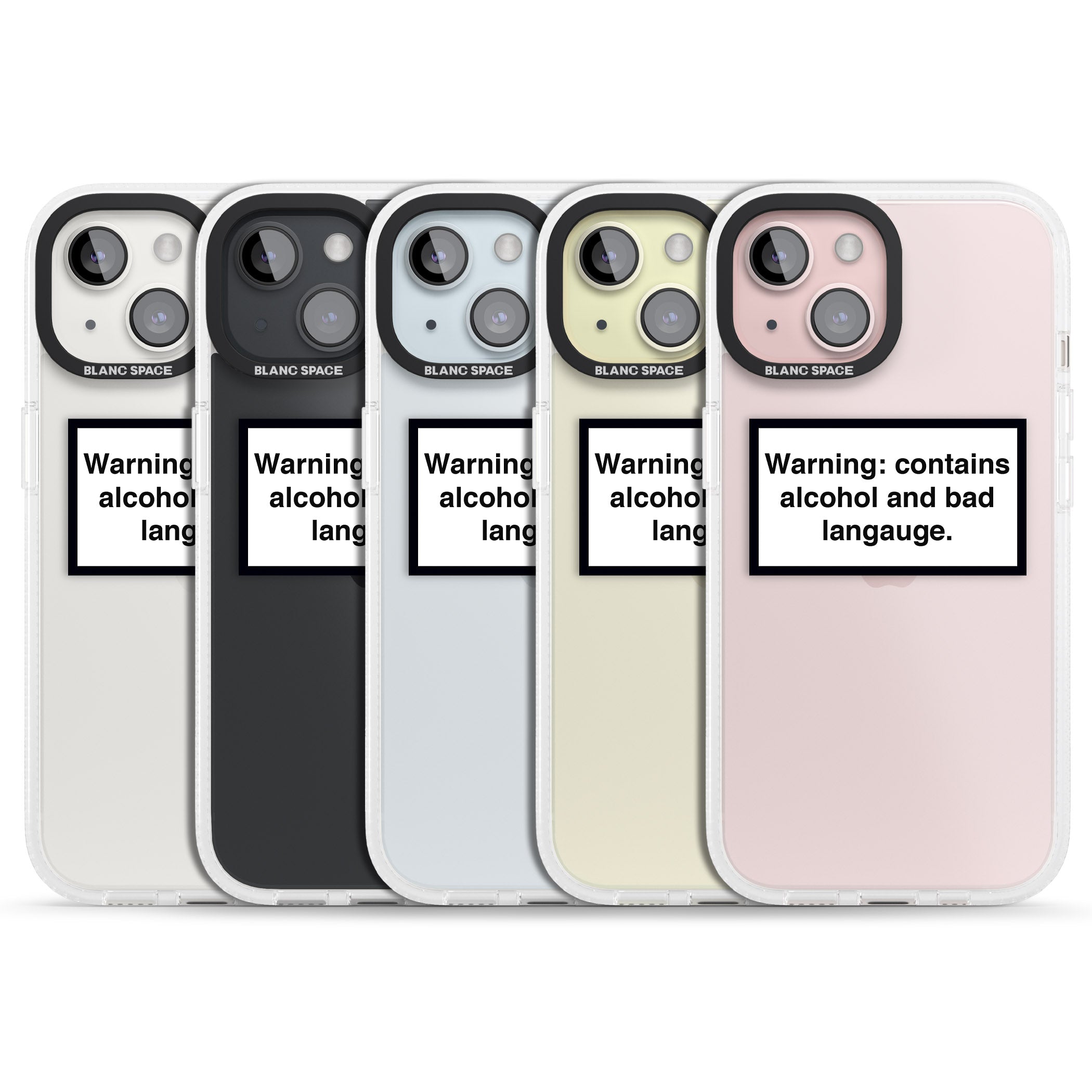 Warning: Contains Alcohol & Bad Language iPhone 15 / 14 / 13 Clear Case Impact Air - Blanc Space