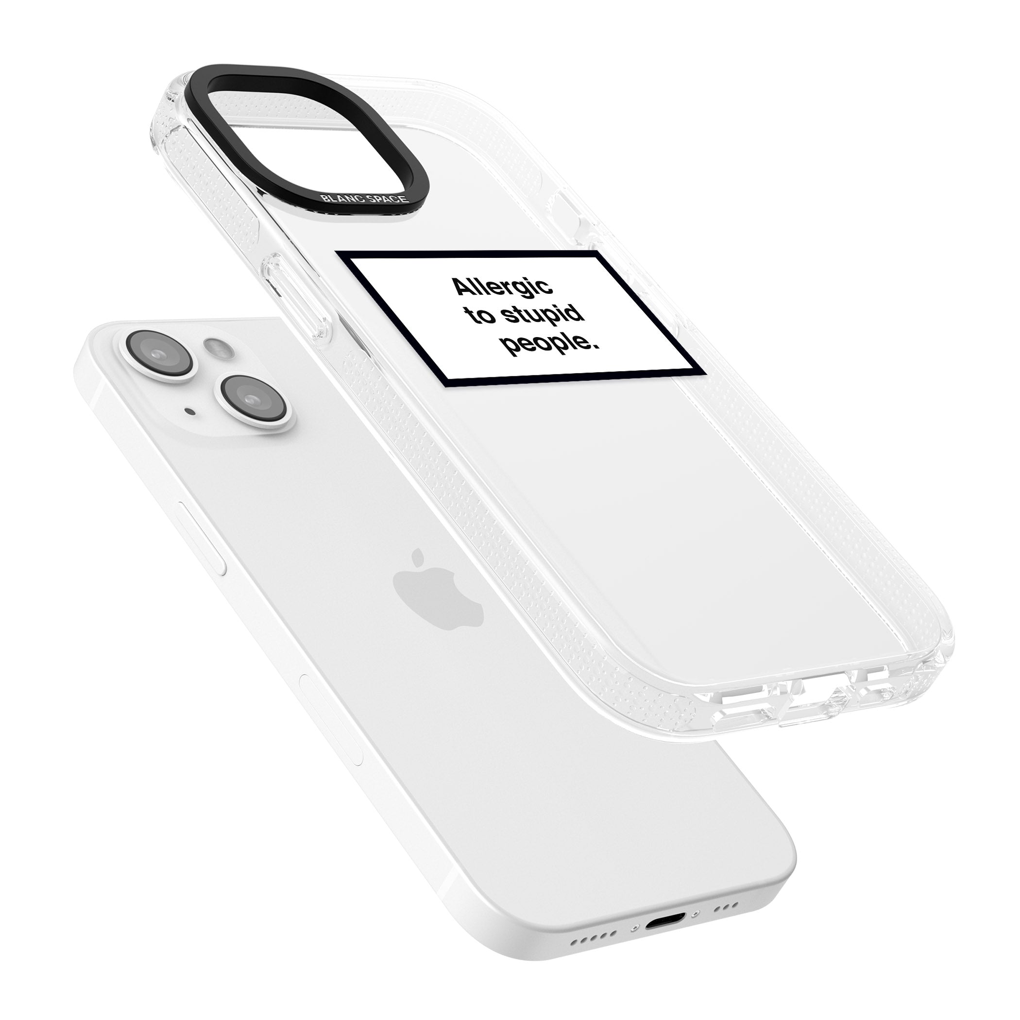 Allergic to stupid people iPhone 15 / 14 / 13 Clear Case Impact Air - Blanc Space
