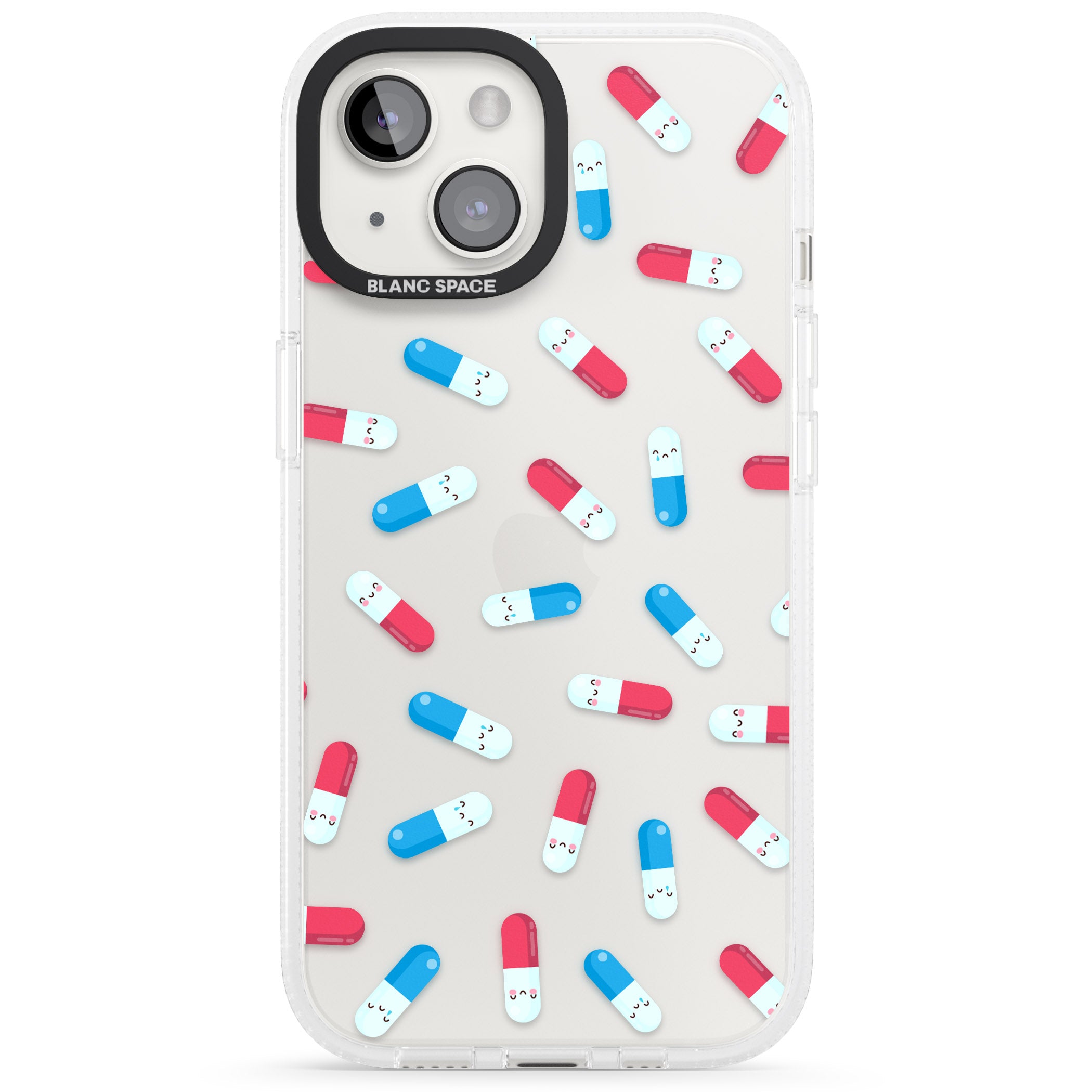 Kawaii Pill Pattern iPhone 15 / 14 / 13 Clear Case Impact Air - Blanc Space