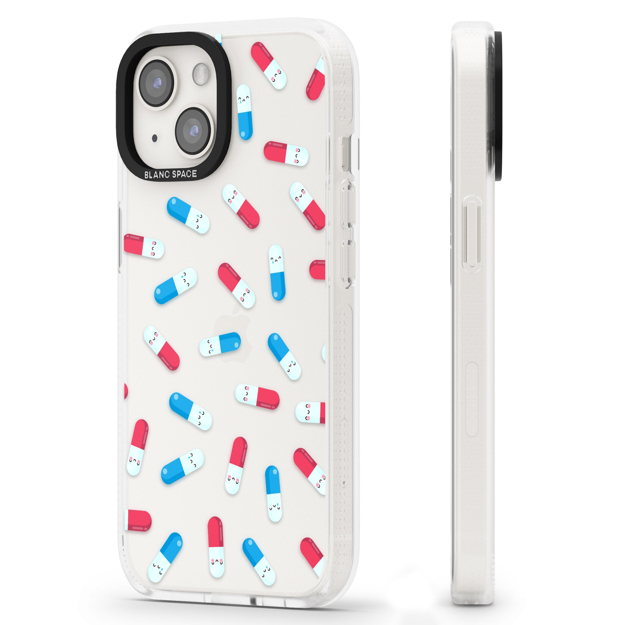 Kawaii Pill Pattern iPhone 15 / 14 / 13 Clear Case Impact Air - Blanc Space