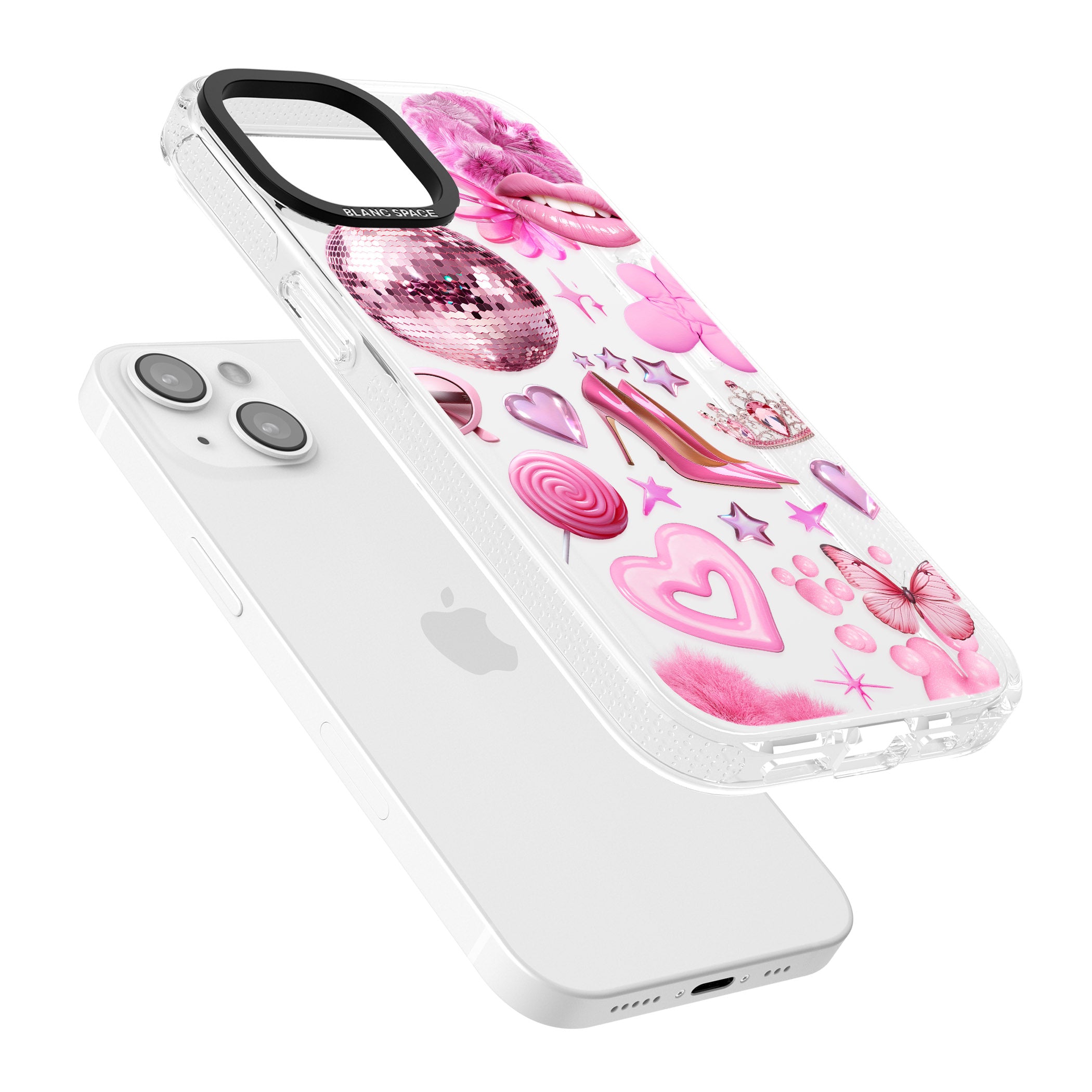 Pink Glam iPhone 15 / 14 / 13 Clear Case Impact Air - Blanc Space