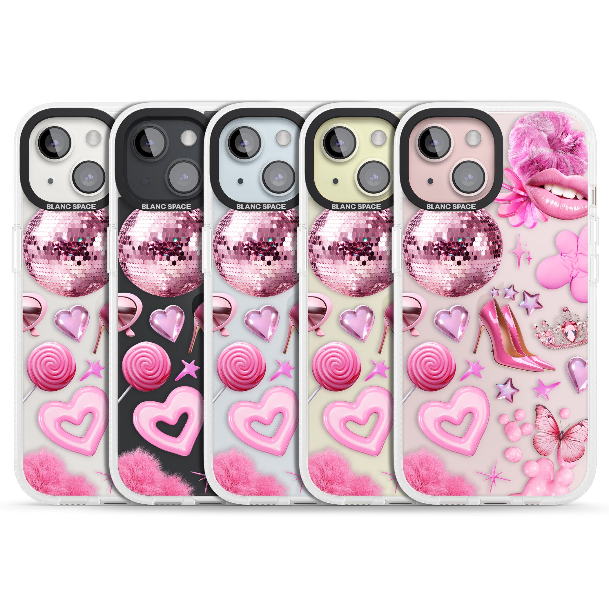 Pink Glam iPhone 15 / 14 / 13 Clear Case Impact Air - Blanc Space