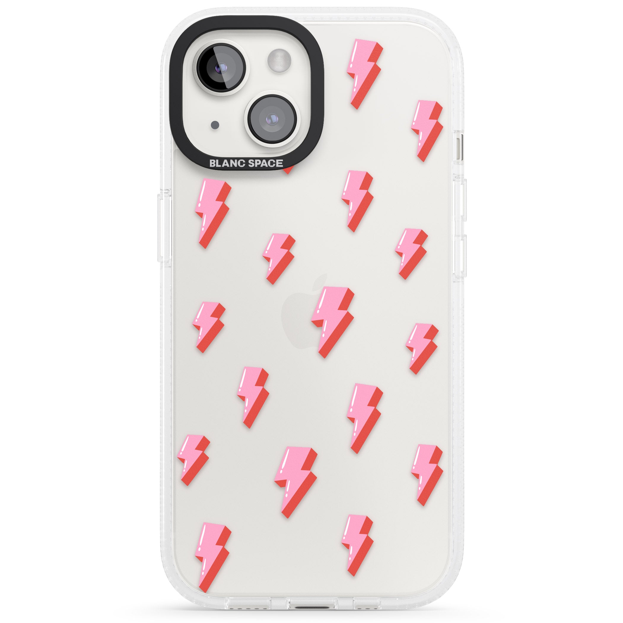 Pink Bolt Pattern iPhone 15 / 14 / 13 Clear Case Impact Air - Blanc Space