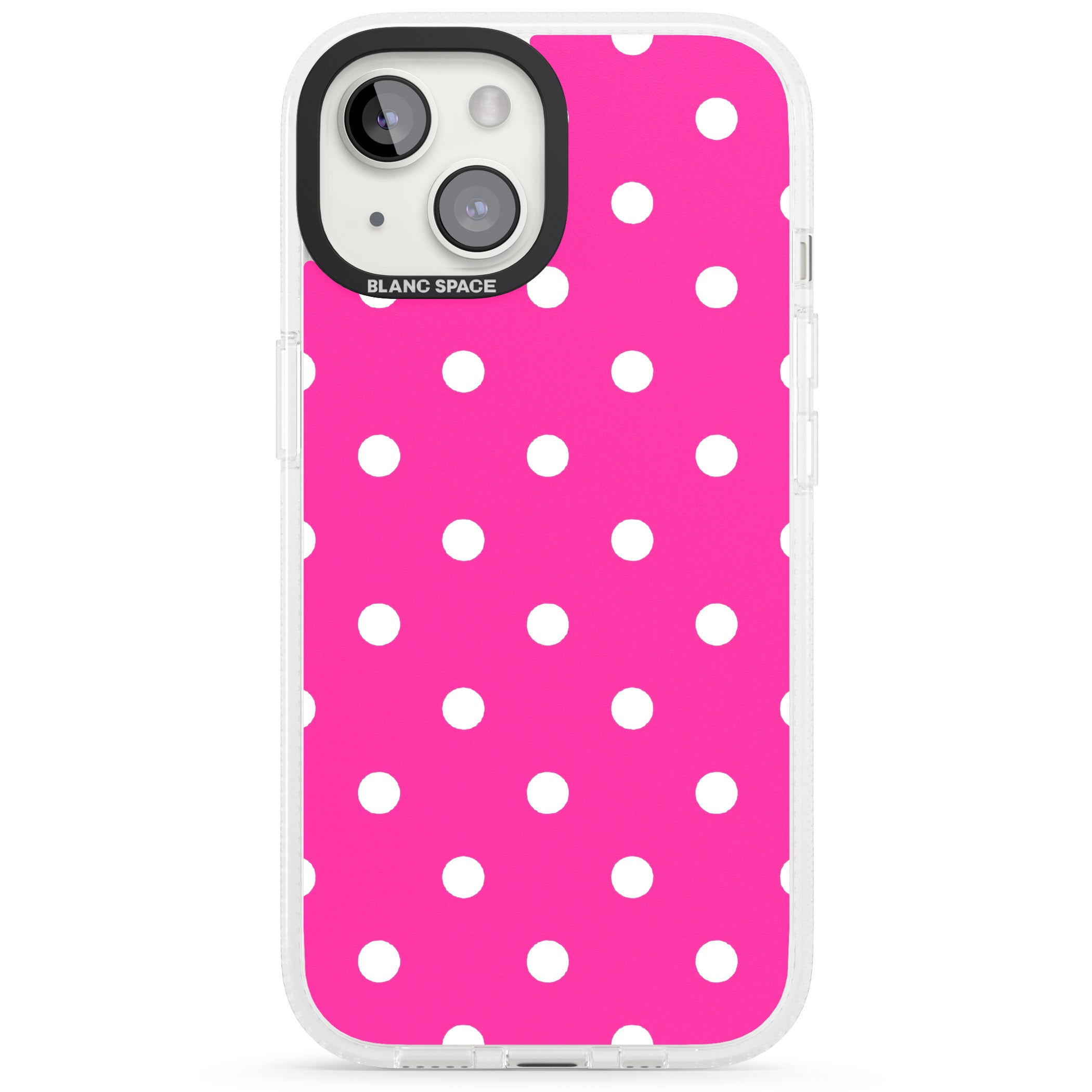 Pink Polka Dot iPhone 15 / 14 / 13 Clear Case Impact Air - Blanc Space