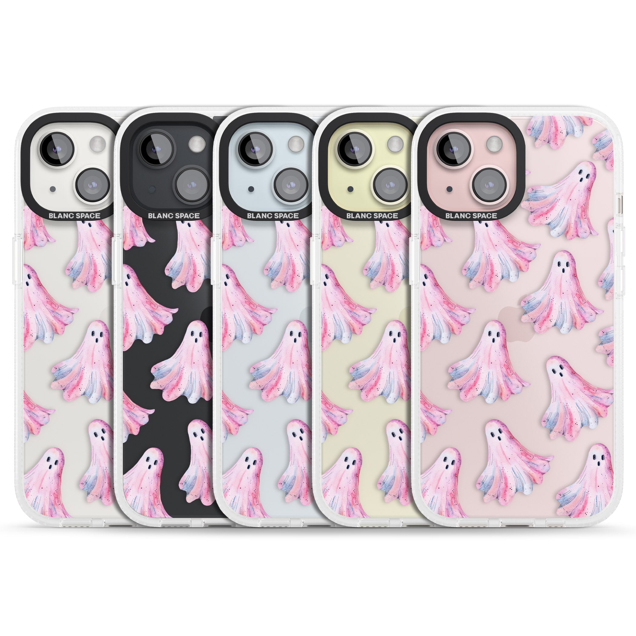 Pink Ghosts iPhone 15 / 14 / 13 Clear Case Impact Air - Blanc Space