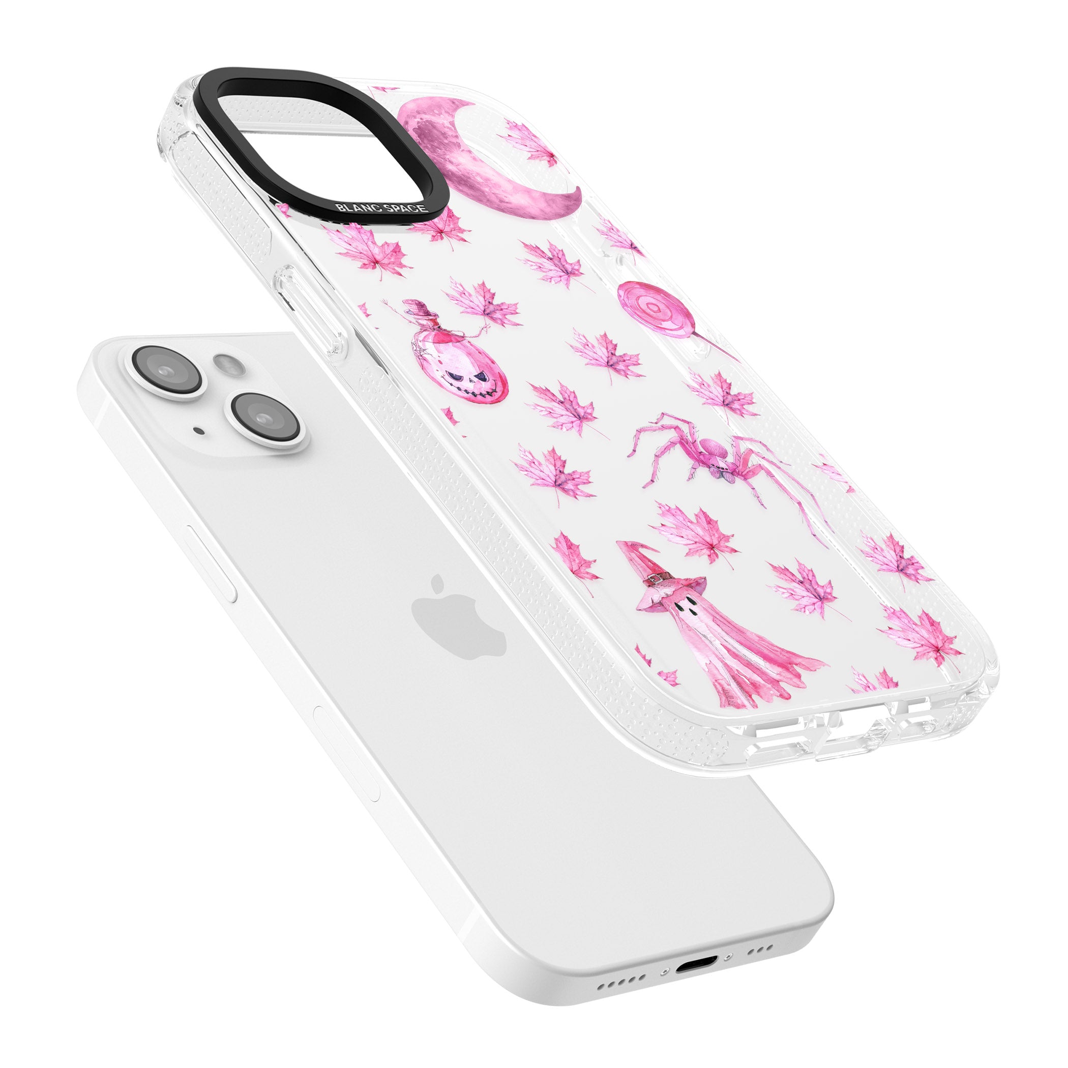 Pink Moon & Maple iPhone 15 / 14 / 13 Clear Case Impact Air - Blanc Space