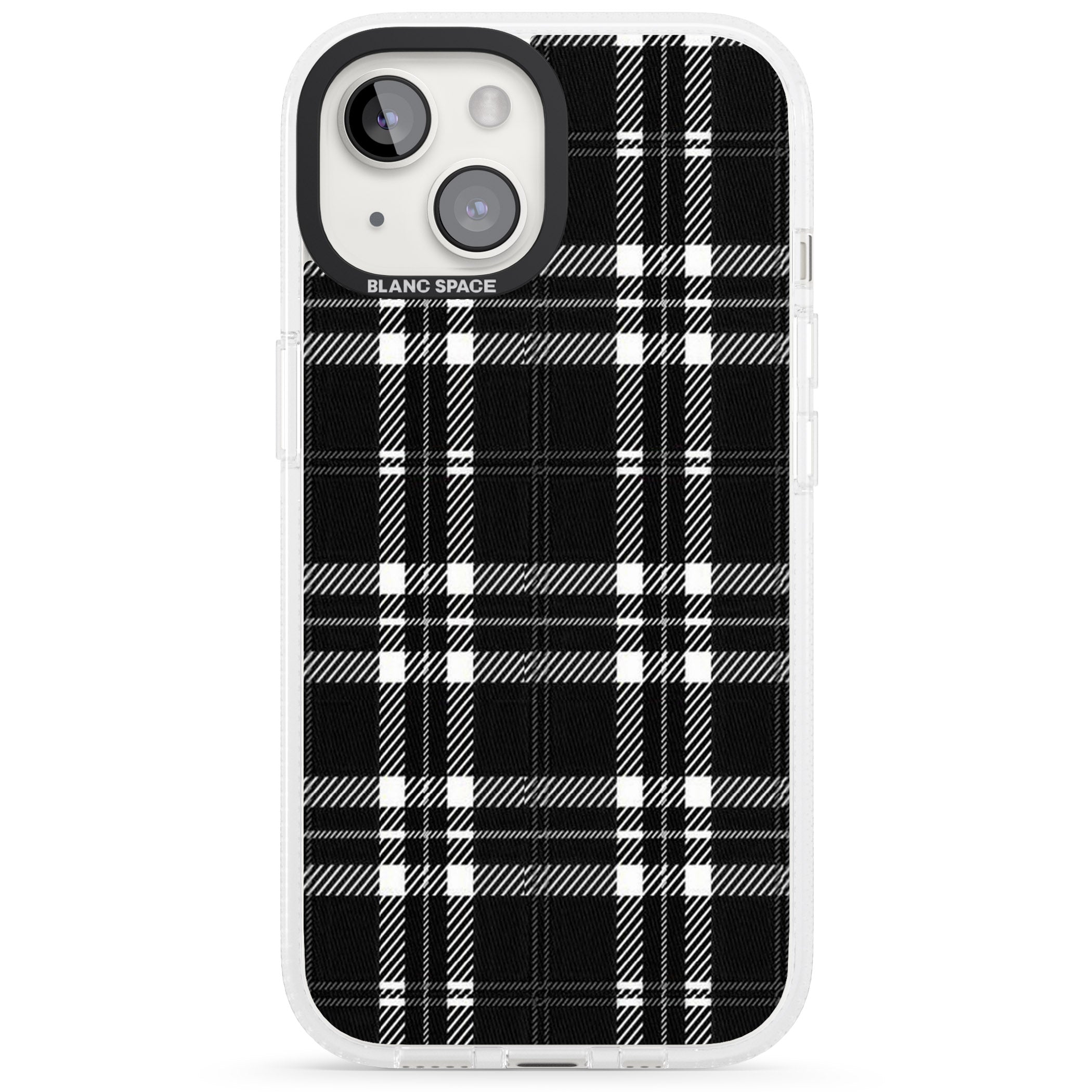 Divine Black Plaid iPhone 15 / 14 / 13 Clear Case Impact Air - Blanc Space