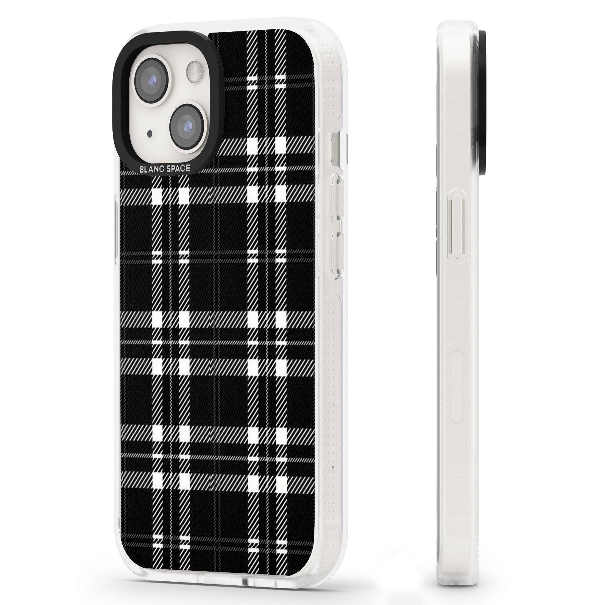 Divine Black Plaid iPhone 15 / 14 / 13 Clear Case Impact Air - Blanc Space