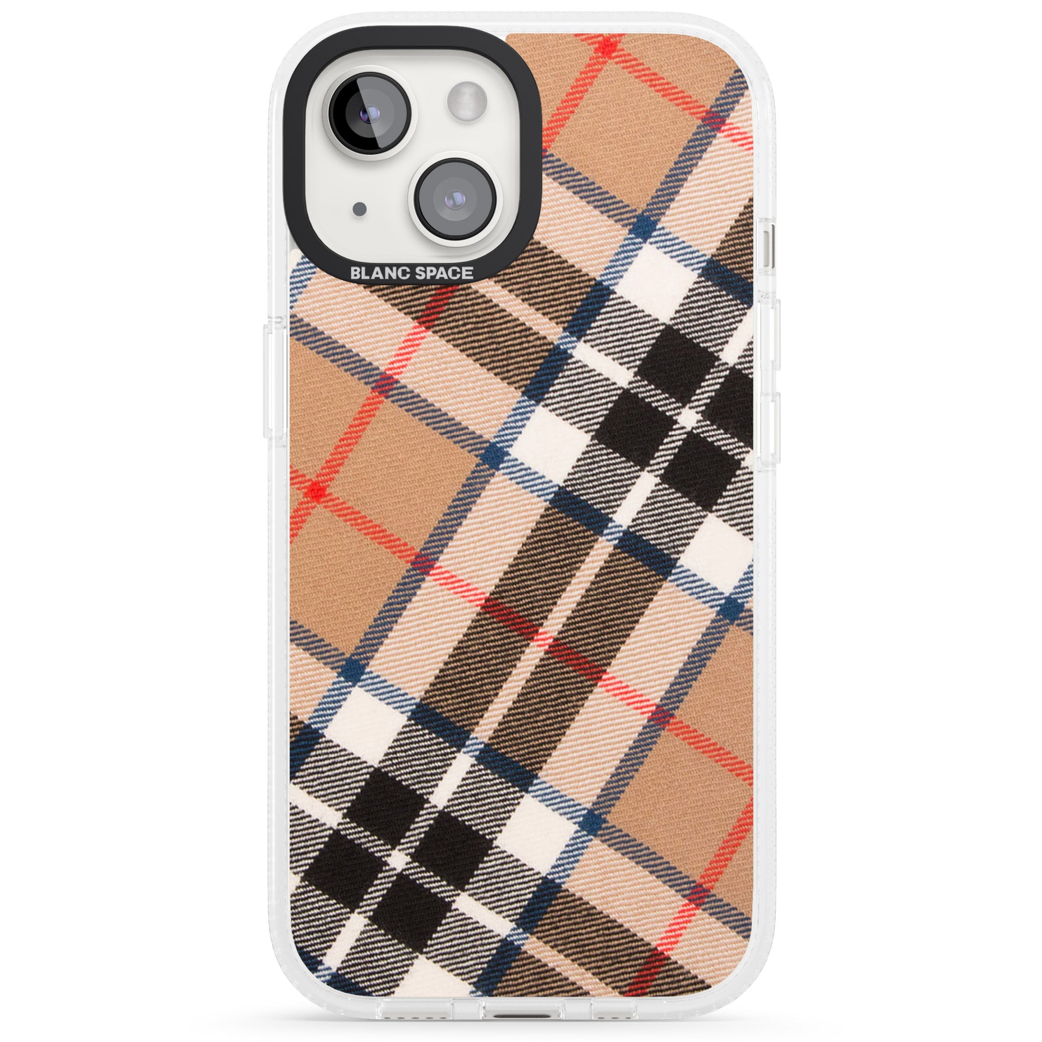 Haymarket Check iPhone 15 / 14 / 13 Clear Case Impact Air - Blanc Space