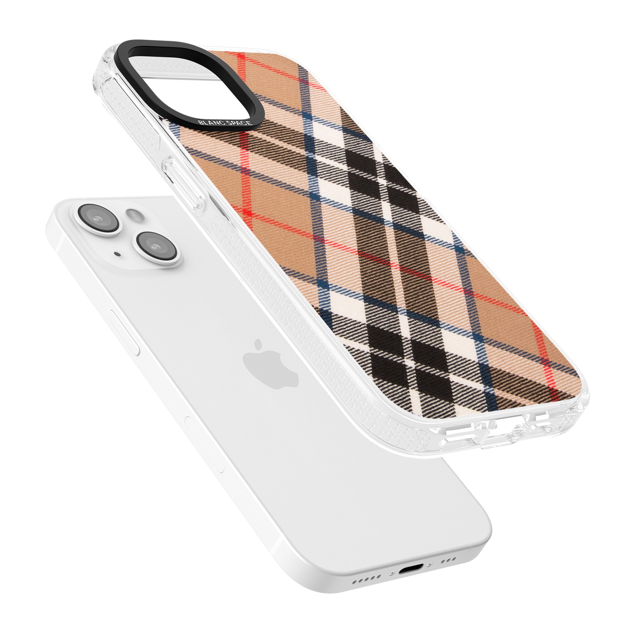 Haymarket Check iPhone 15 / 14 / 13 Clear Case Impact Air - Blanc Space