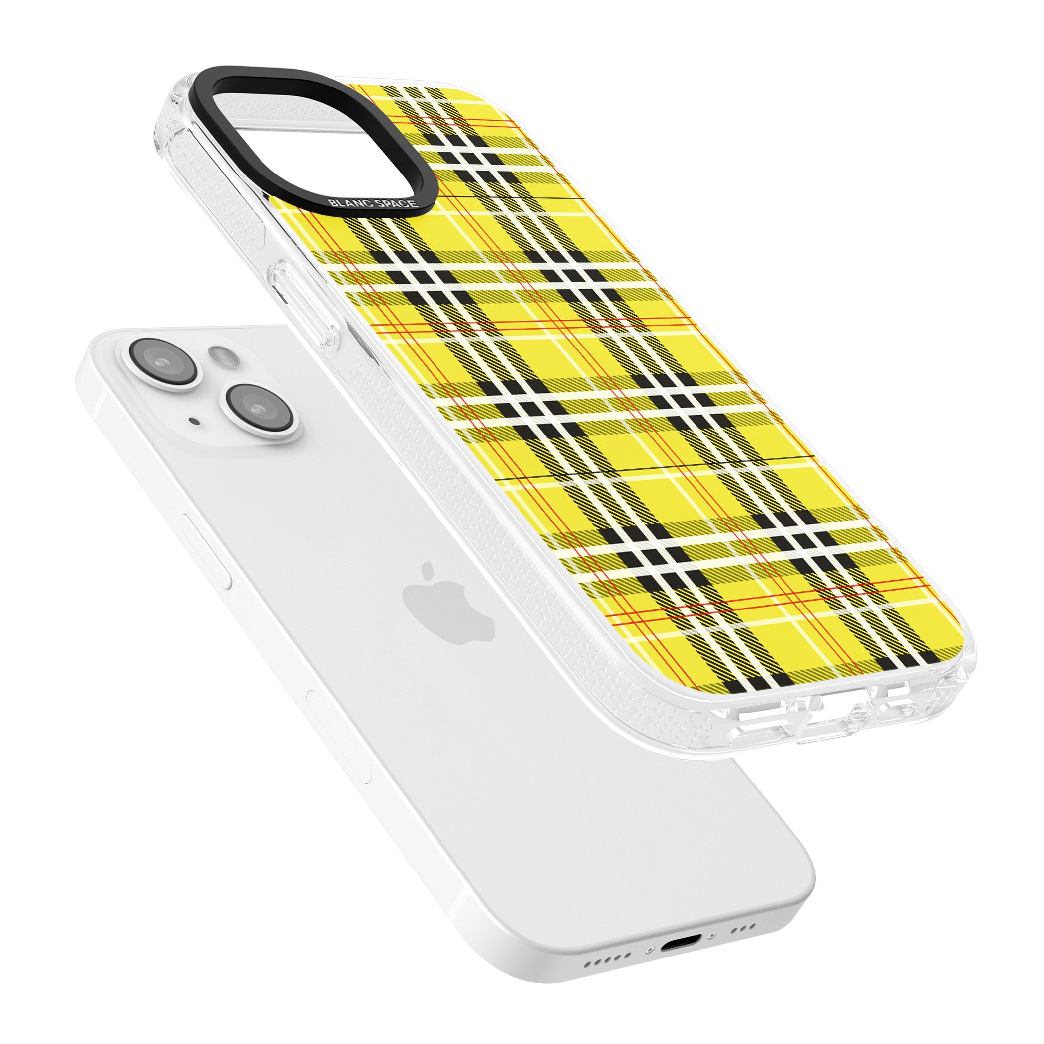 Yellow Plaid iPhone 15 / 14 / 13 Clear Case Impact Air - Blanc Space
