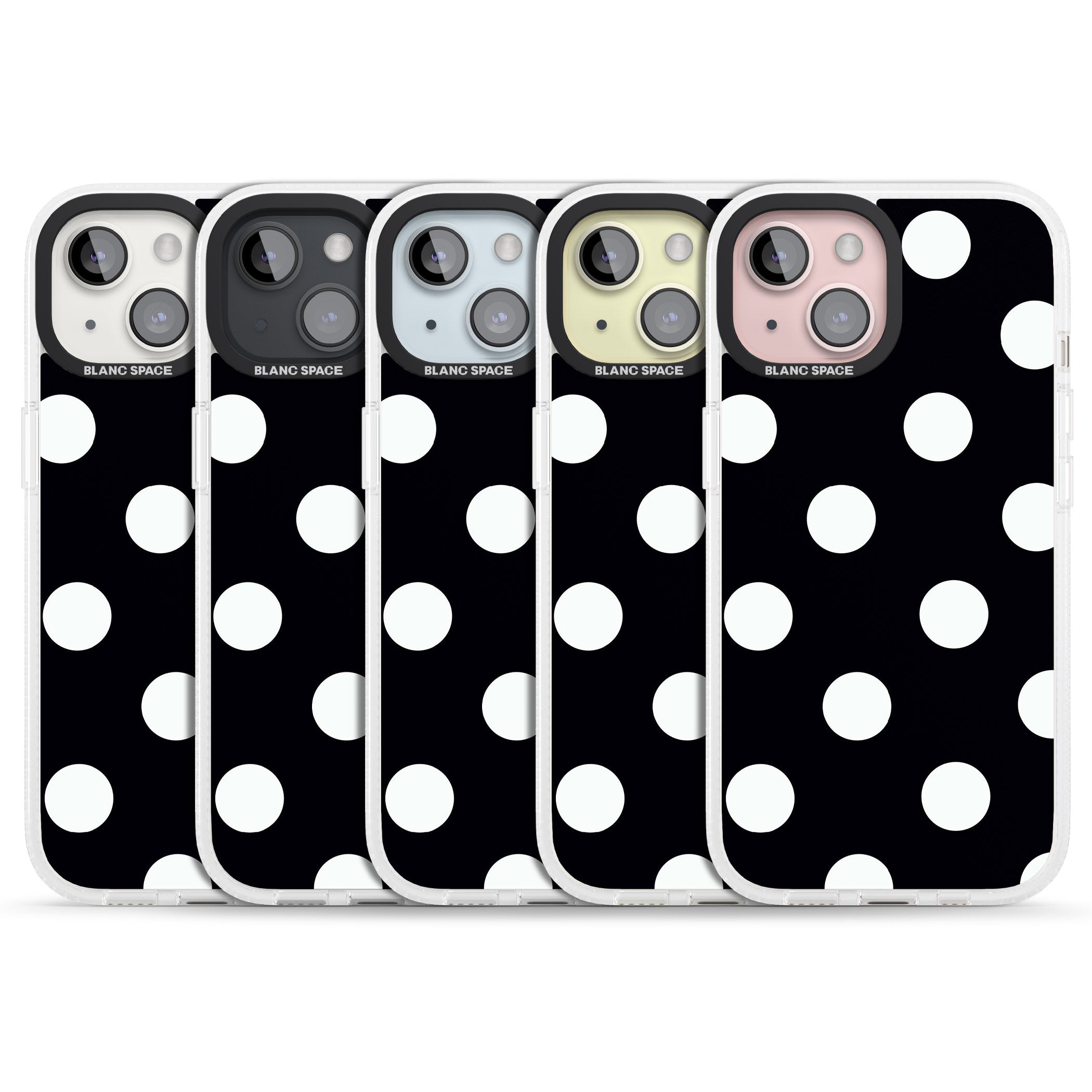 Chic Black Polka Dot iPhone 15 / 14 / 13 Clear Case Impact Air - Blanc Space