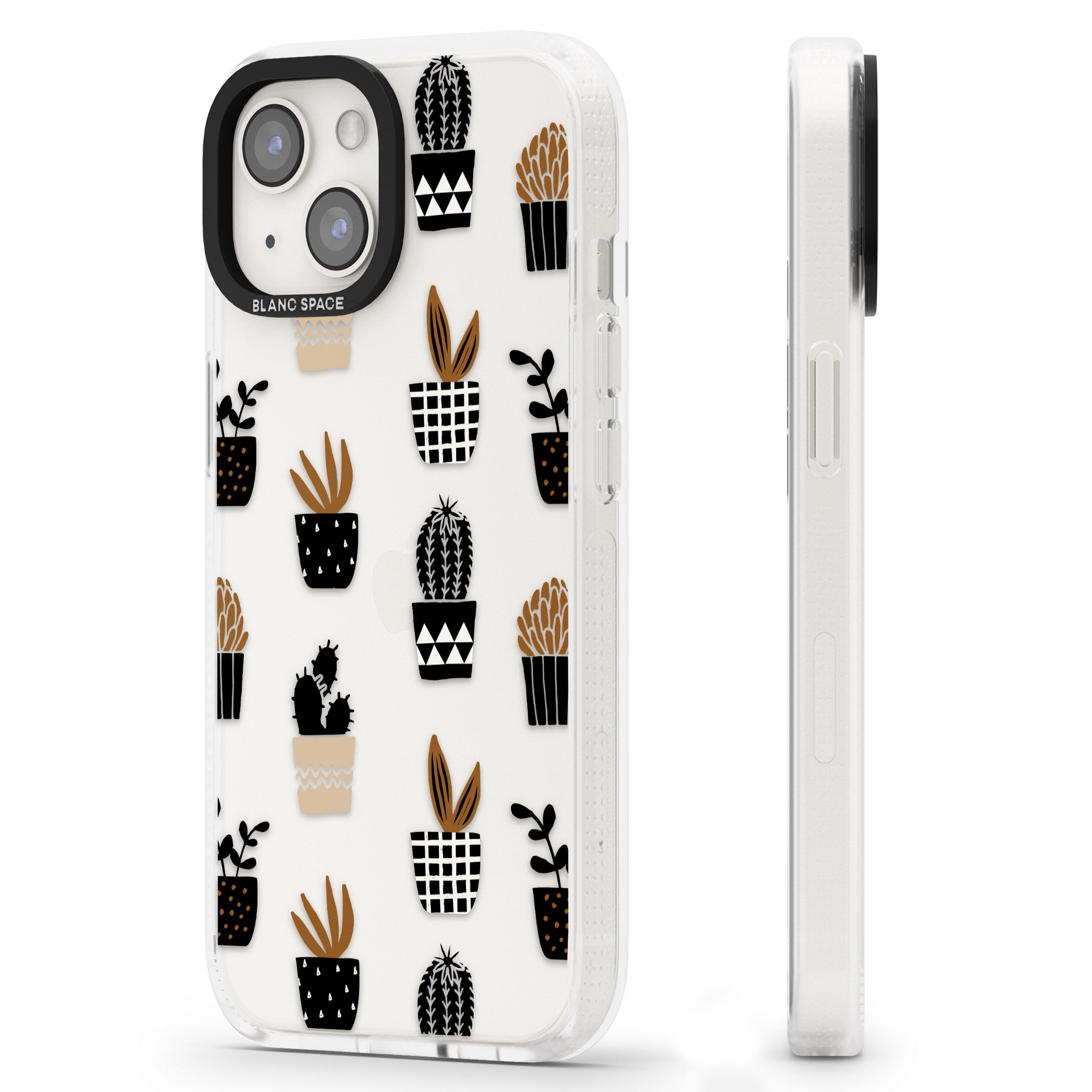 Large Mixed Plants Pattern - Clear iPhone 15 / 14 / 13 Clear Case Impact Air - Blanc Space