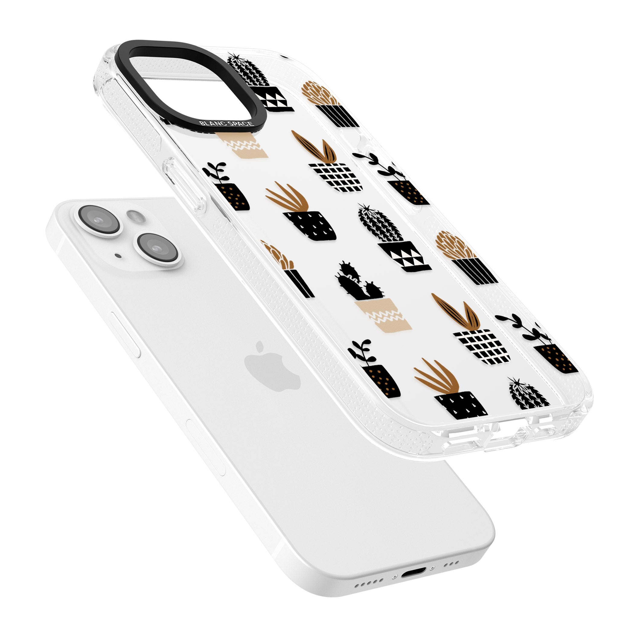 Large Mixed Plants Pattern - Clear iPhone 15 / 14 / 13 Clear Case Impact Air - Blanc Space