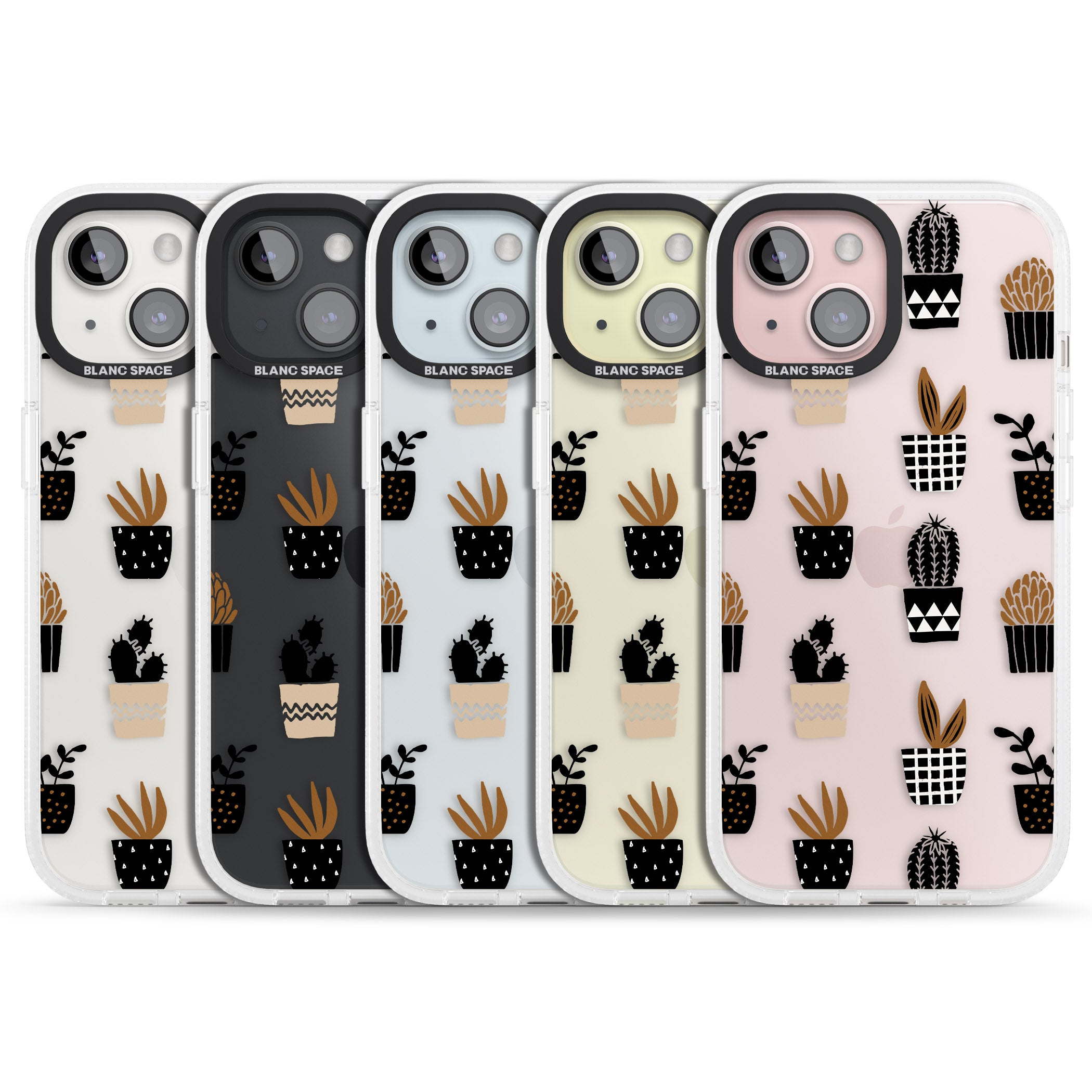 Large Mixed Plants Pattern - Clear iPhone 15 / 14 / 13 Clear Case Impact Air - Blanc Space