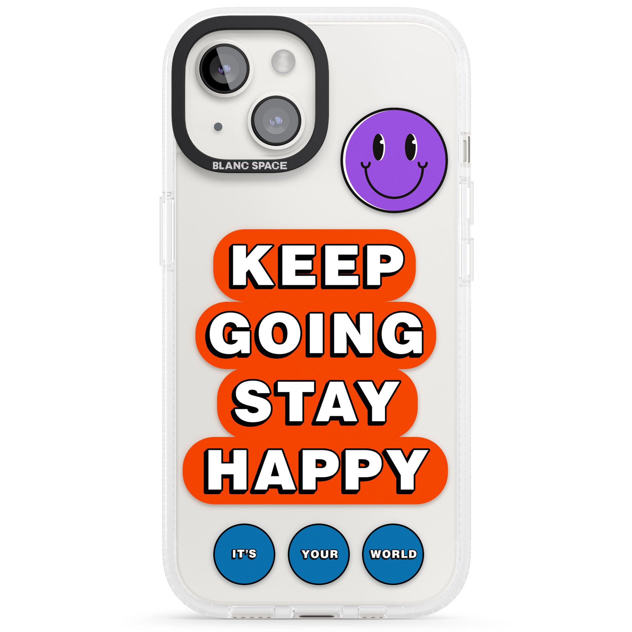 Keep Going Stay Happy iPhone 15 / 14 / 13 Clear Case Impact Air - Blanc Space