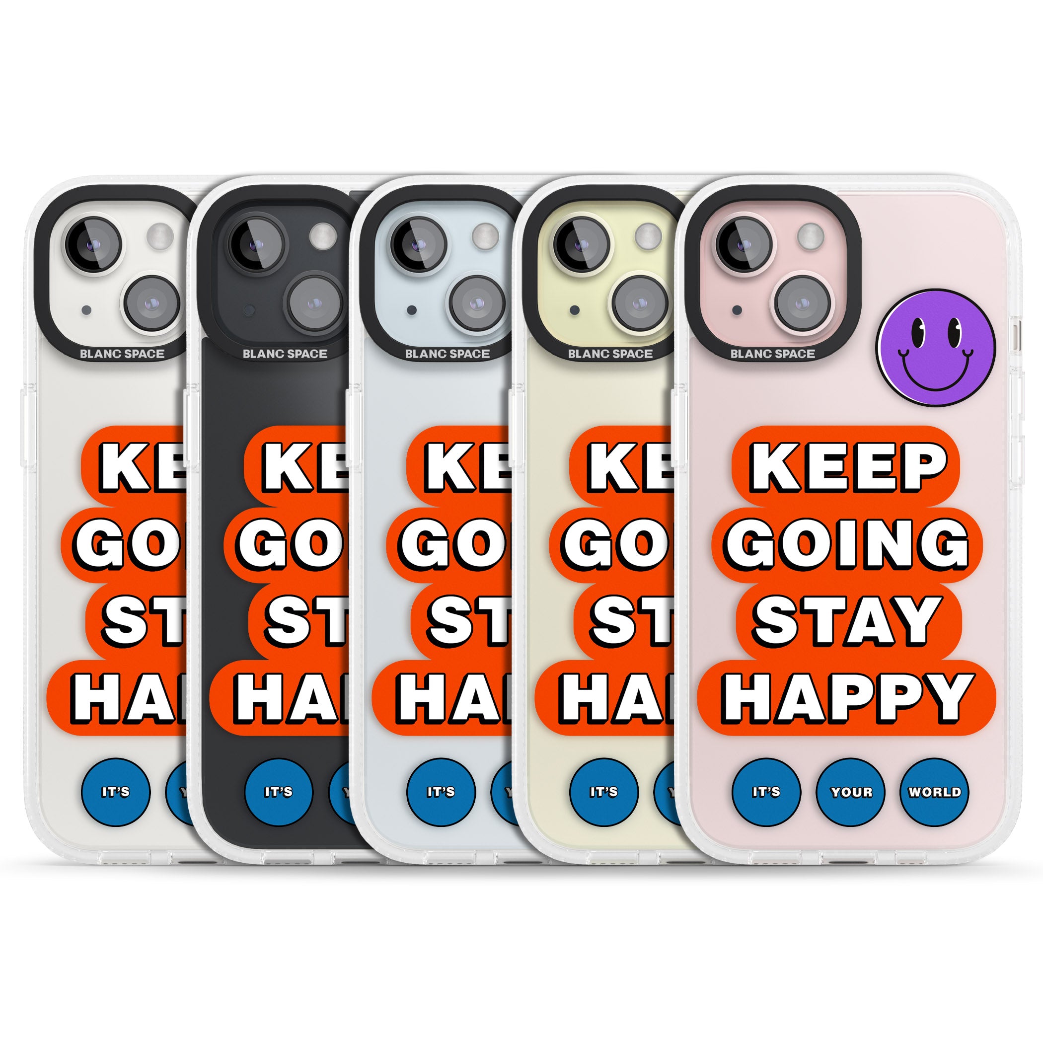 Keep Going Stay Happy iPhone 15 / 14 / 13 Clear Case Impact Air - Blanc Space