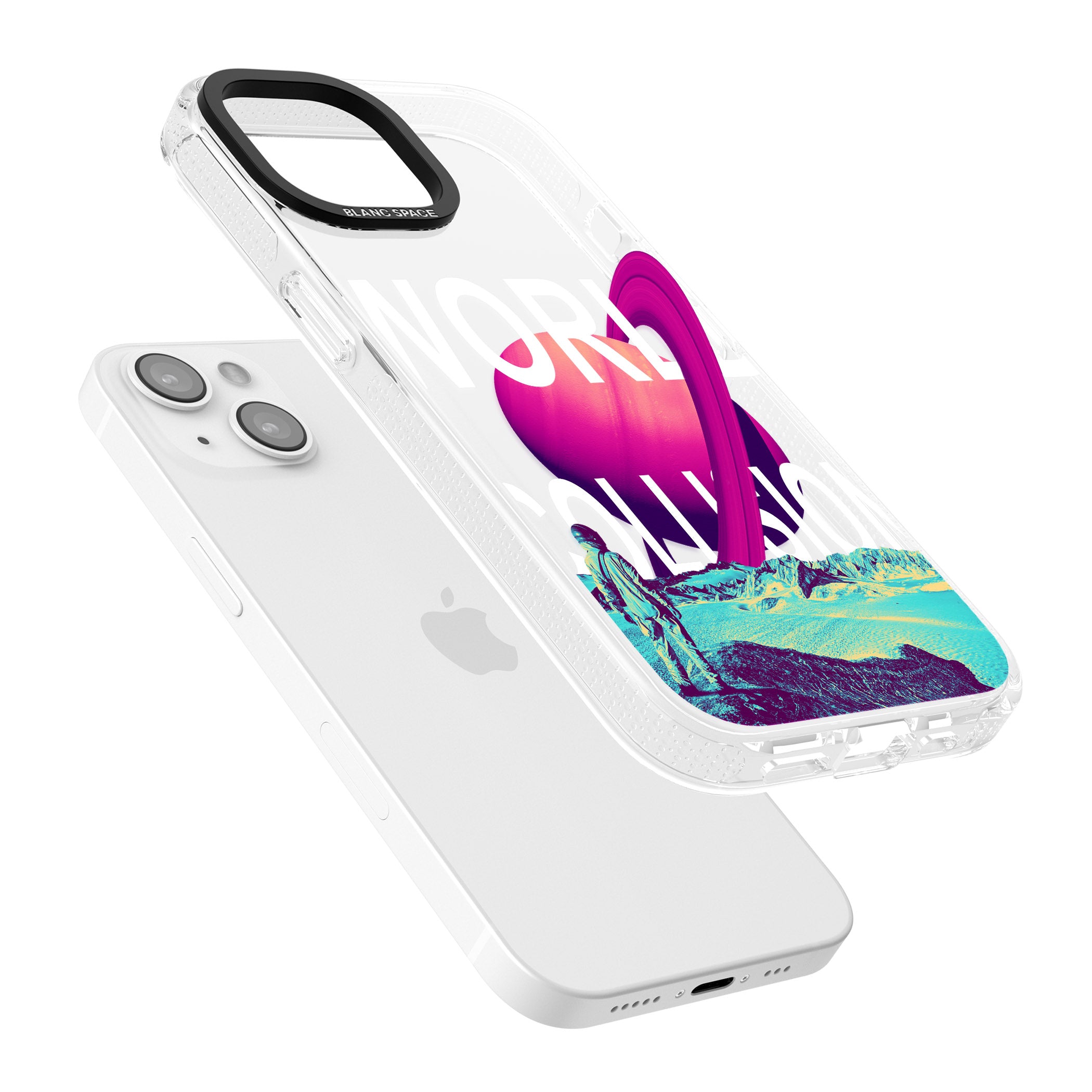 World Collision iPhone 15 / 14 / 13 Clear Case Impact Air - Blanc Space