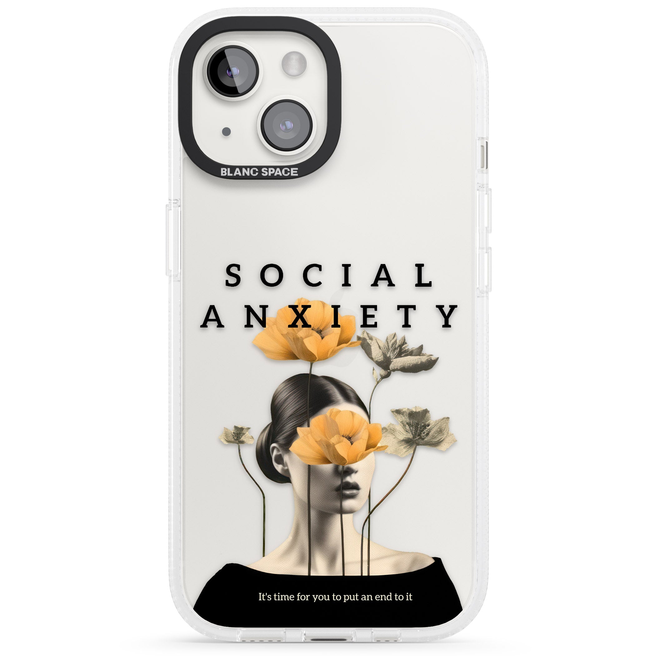 Social Anxiety iPhone 15 / 14 / 13 Clear Case Impact Air - Blanc Space