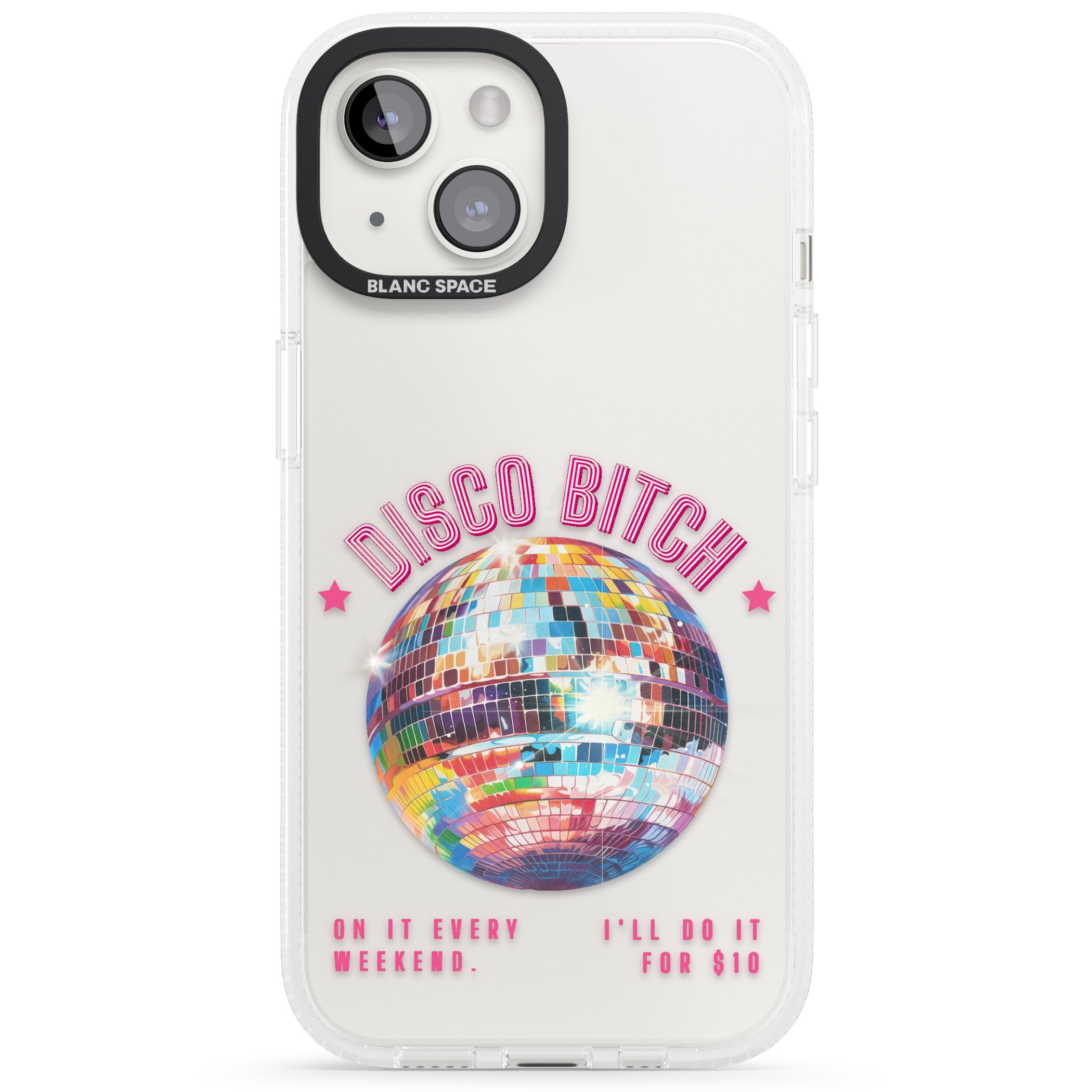 Disco B*tch iPhone 15 / 14 / 13 Clear Case Impact Air - Blanc Space