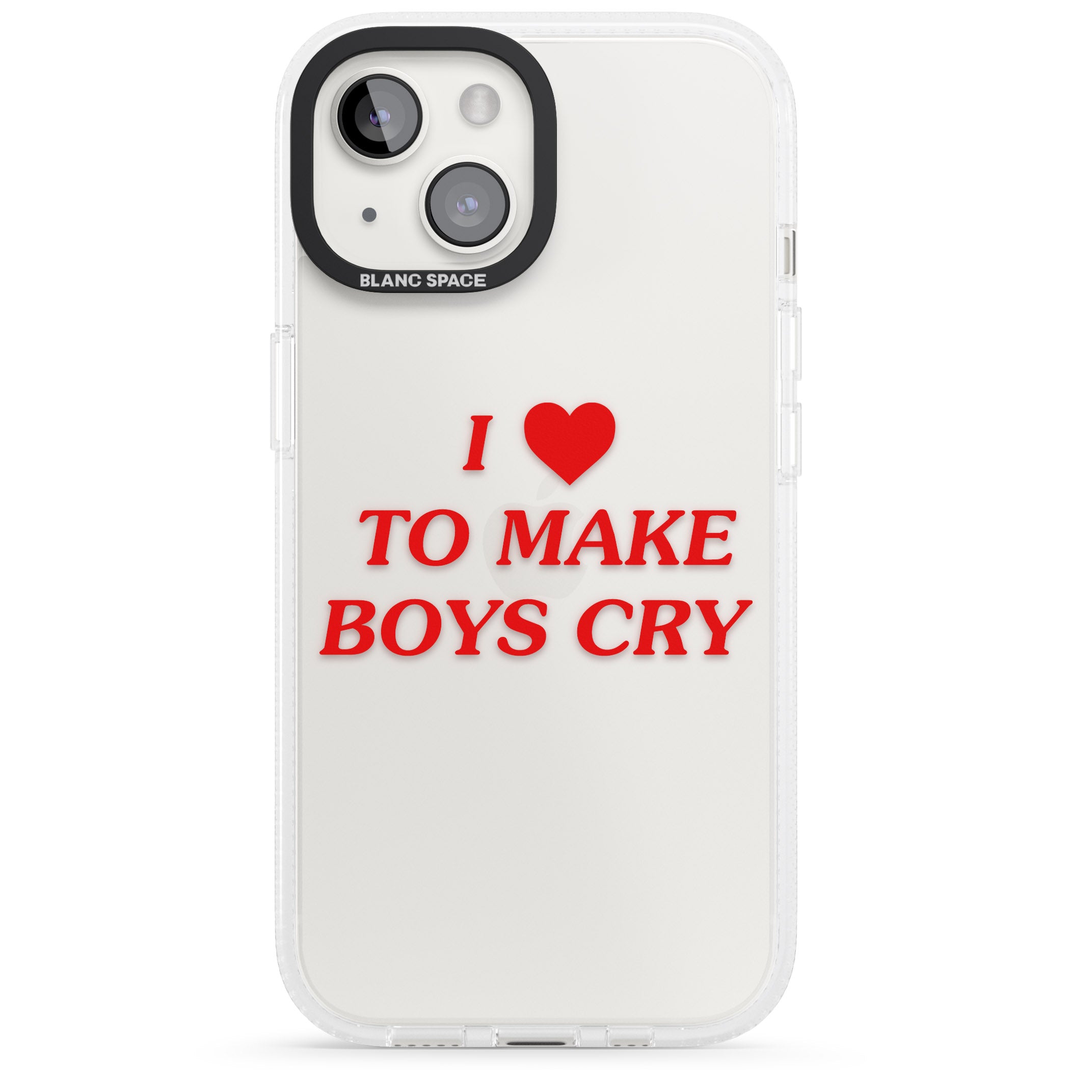 I Love to Make Boys Cry iPhone 15 / 14 / 13 Clear Case Impact Air - Blanc Space
