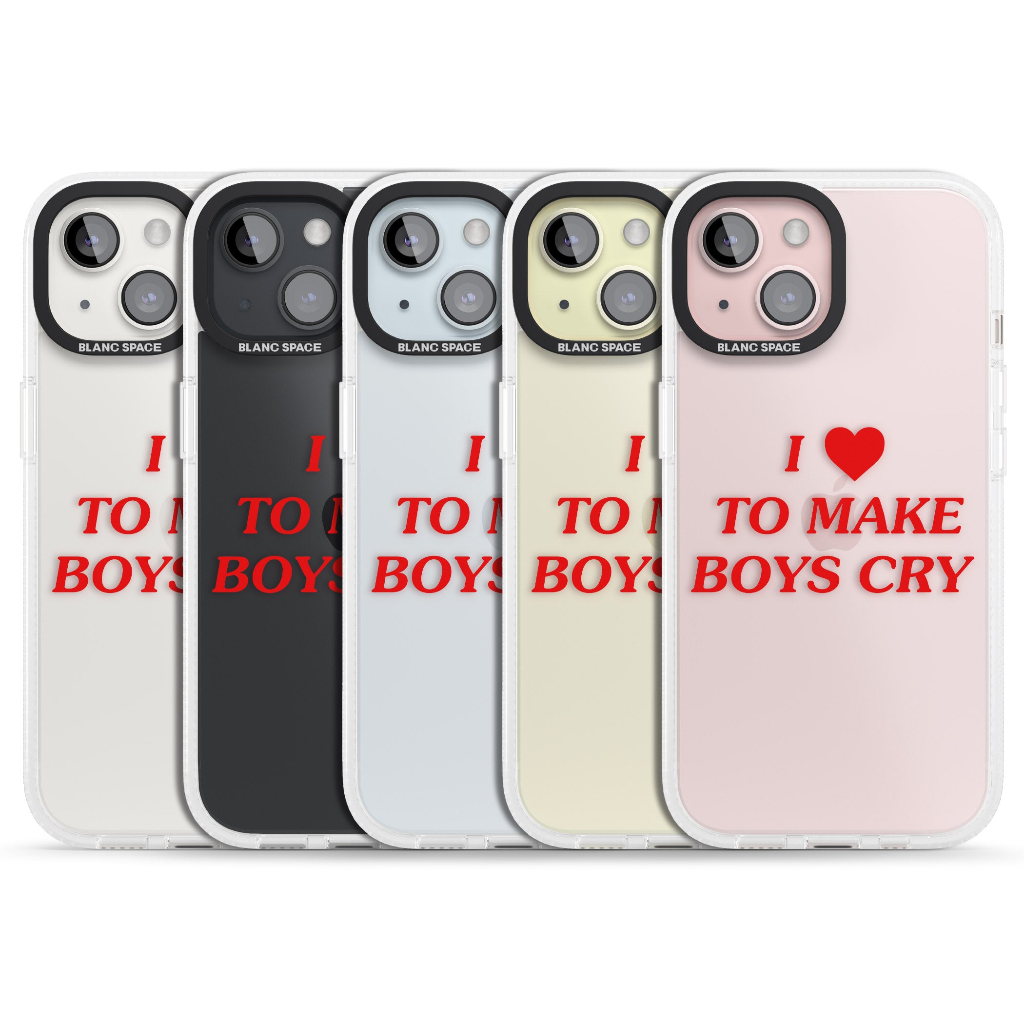 I Love to Make Boys Cry iPhone 15 / 14 / 13 Clear Case Impact Air - Blanc Space