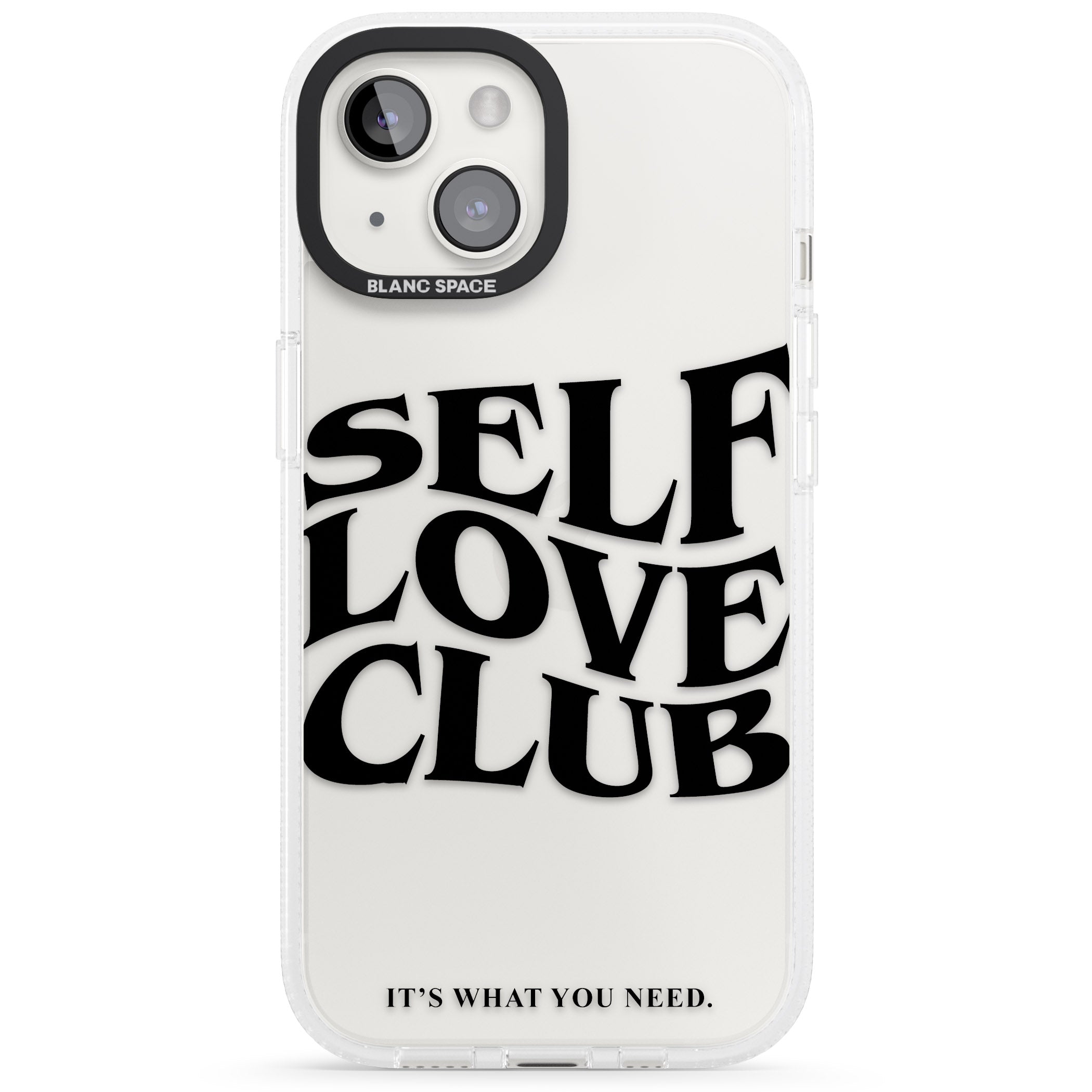 Self Love Club (Black) iPhone 15 / 14 / 13 Clear Case Impact Air - Blanc Space