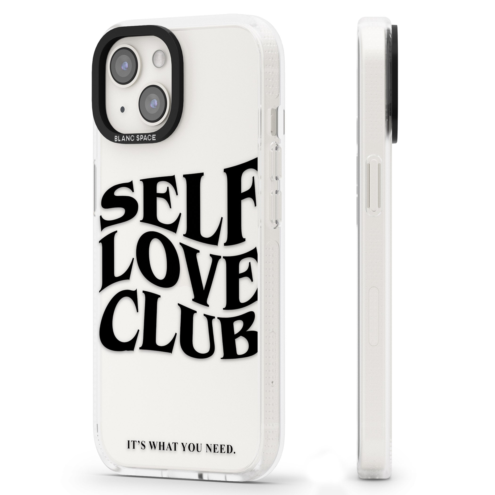 Self Love Club (Black) iPhone 15 / 14 / 13 Clear Case Impact Air - Blanc Space