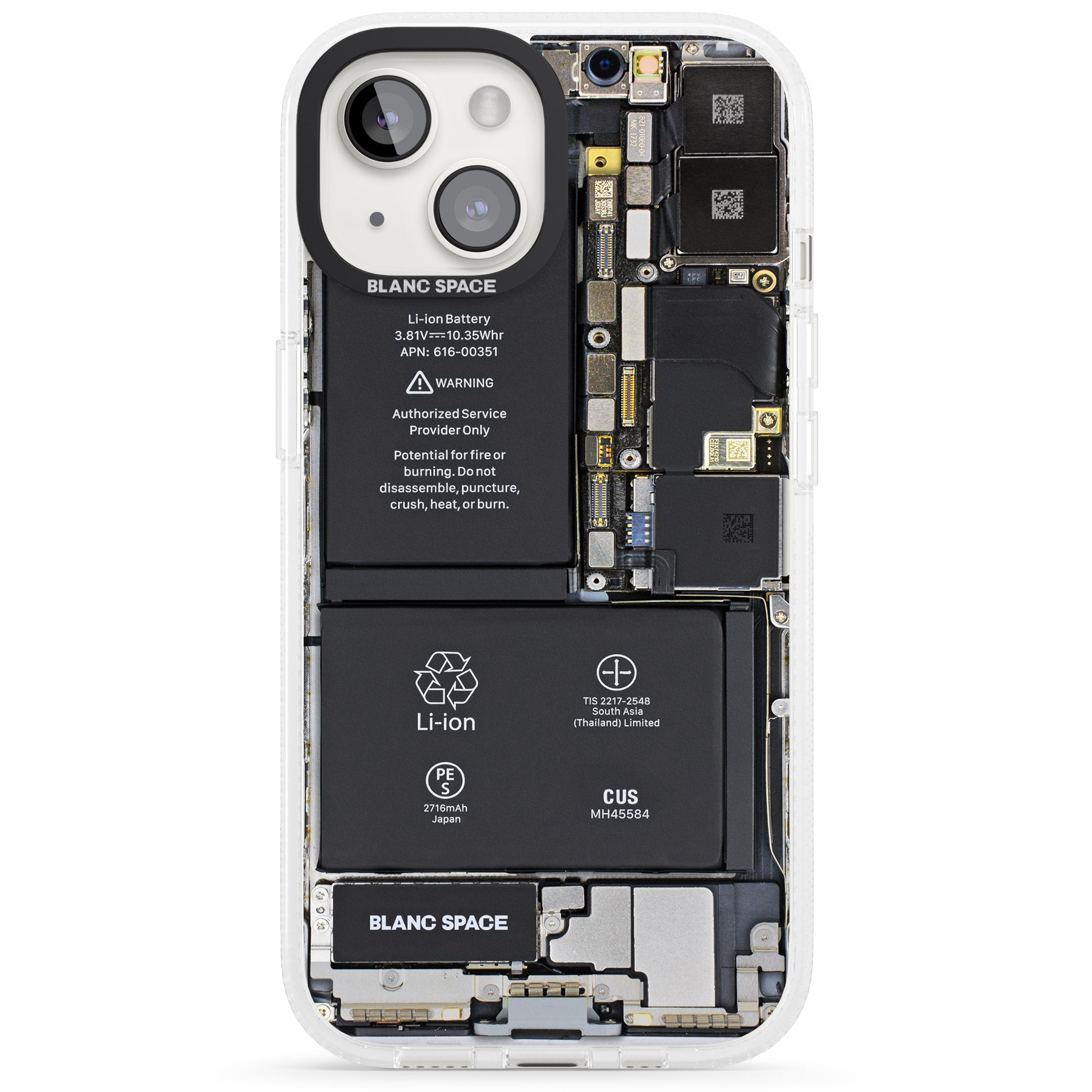 Circuit Board iPhone 15 / 14 / 13 Clear Case Impact Air - Blanc Space
