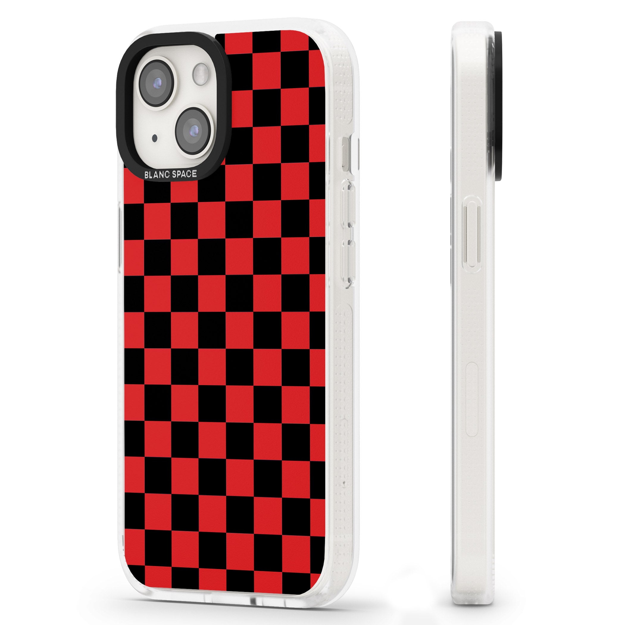 Red Black Checkered iPhone 15 / 14 / 13 Clear Case Impact Air - Blanc Space