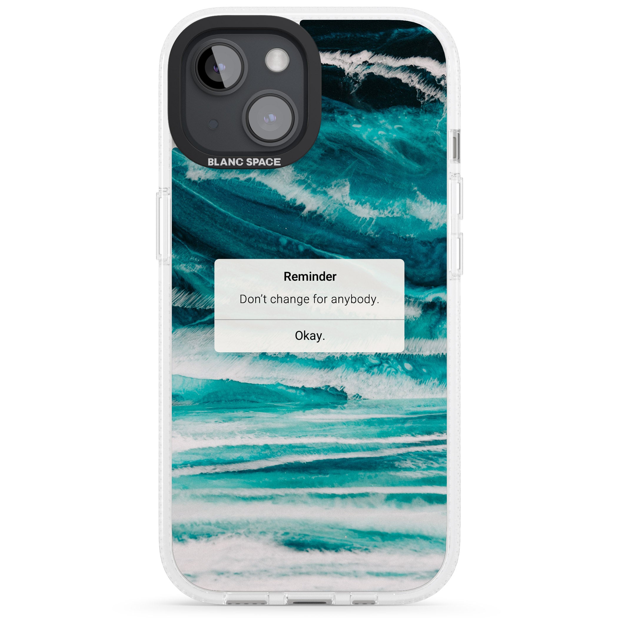 "Don't Change" iPhone Reminder iPhone 15 / 14 / 13 Clear Case Impact Air - Blanc Space