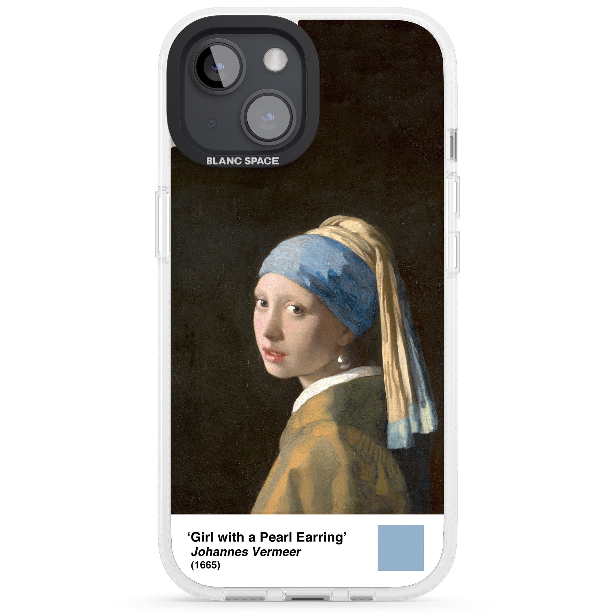 Girl with a Pearl Earring iPhone 15 / 14 / 13 Clear Case Impact Air - Blanc Space
