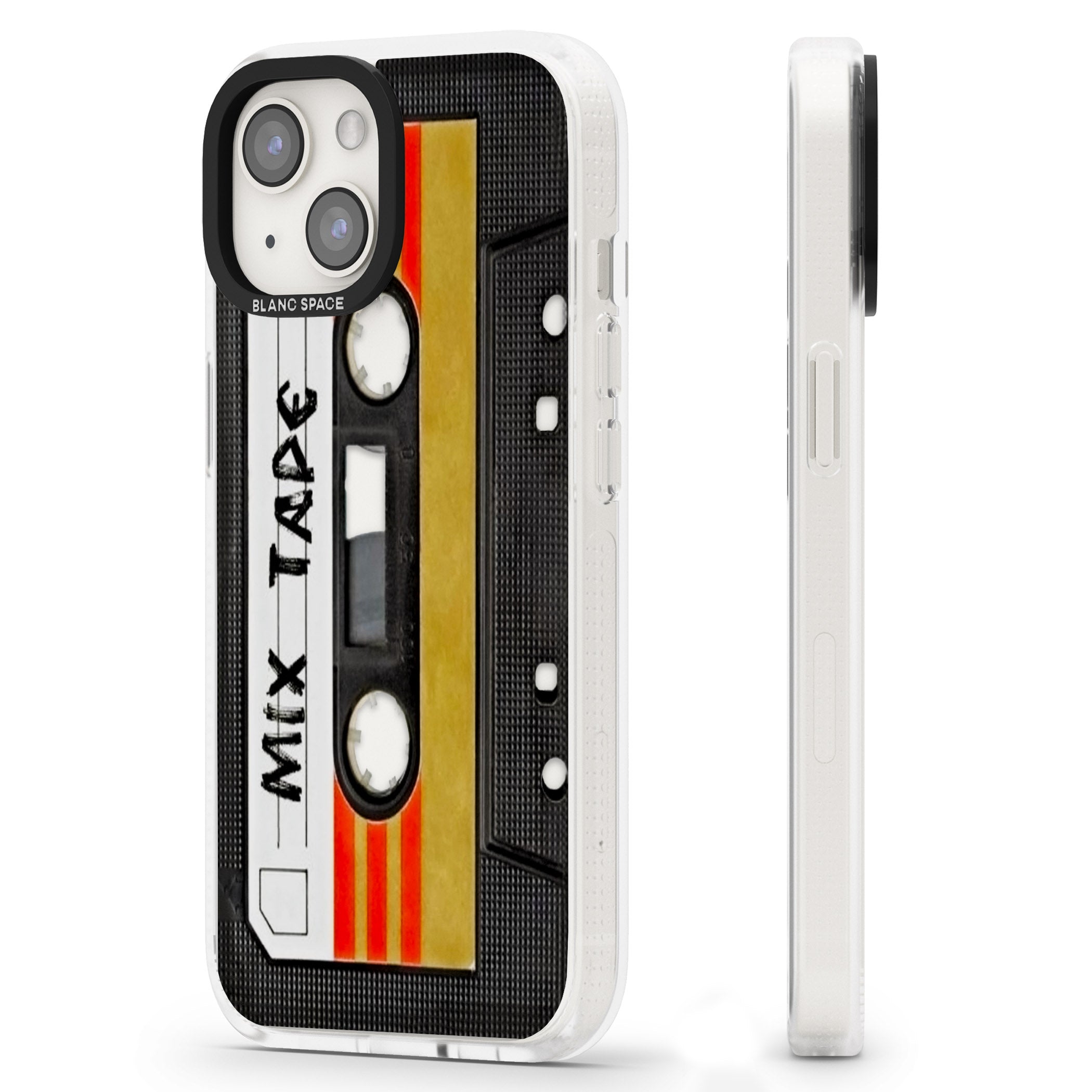 Retro Mix Tape iPhone 15 / 14 / 13 Clear Case Impact Air - Blanc Space