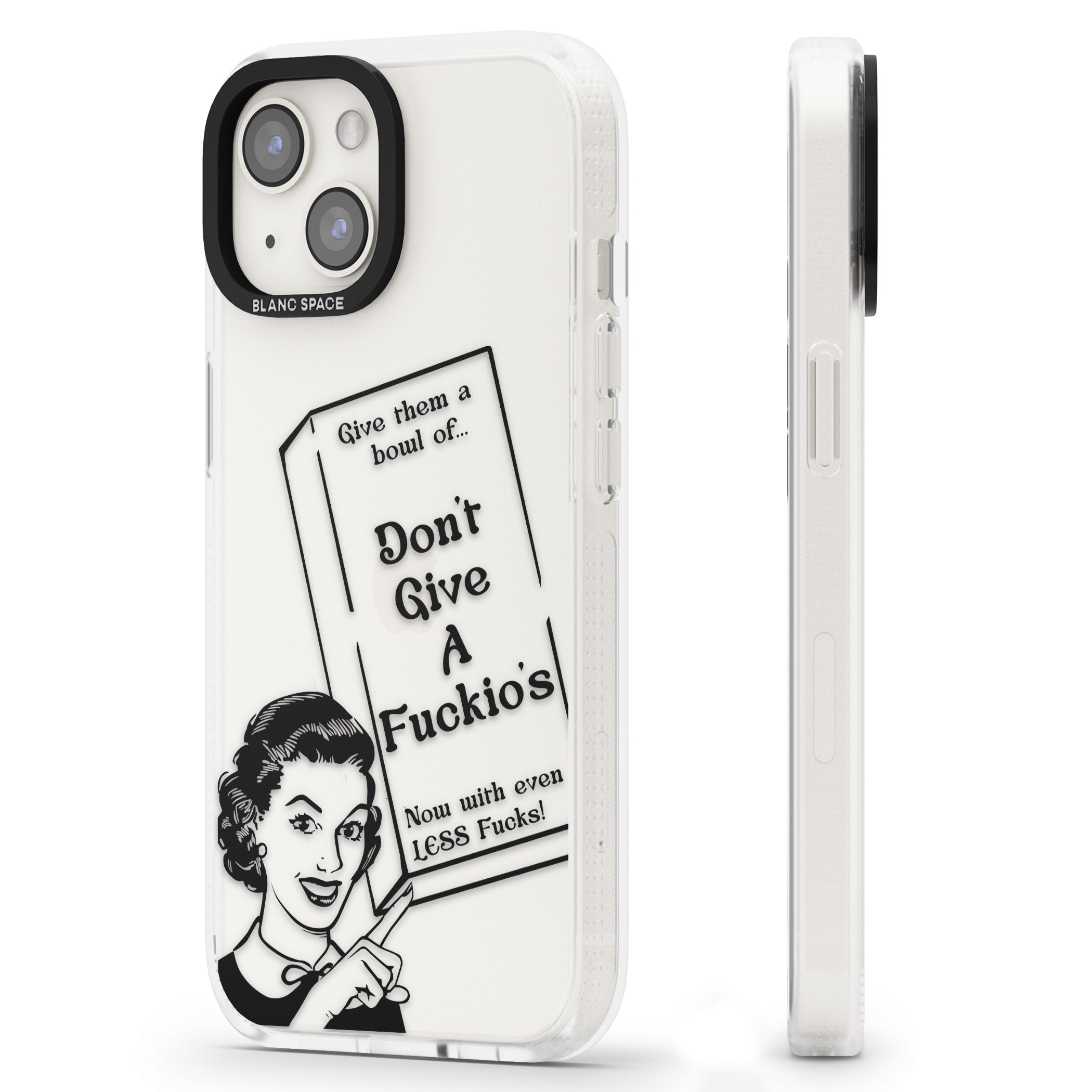 "Don't Give a F*ckio's" Cereal iPhone 15 / 14 / 13 Clear Case Impact Air - Blanc Space