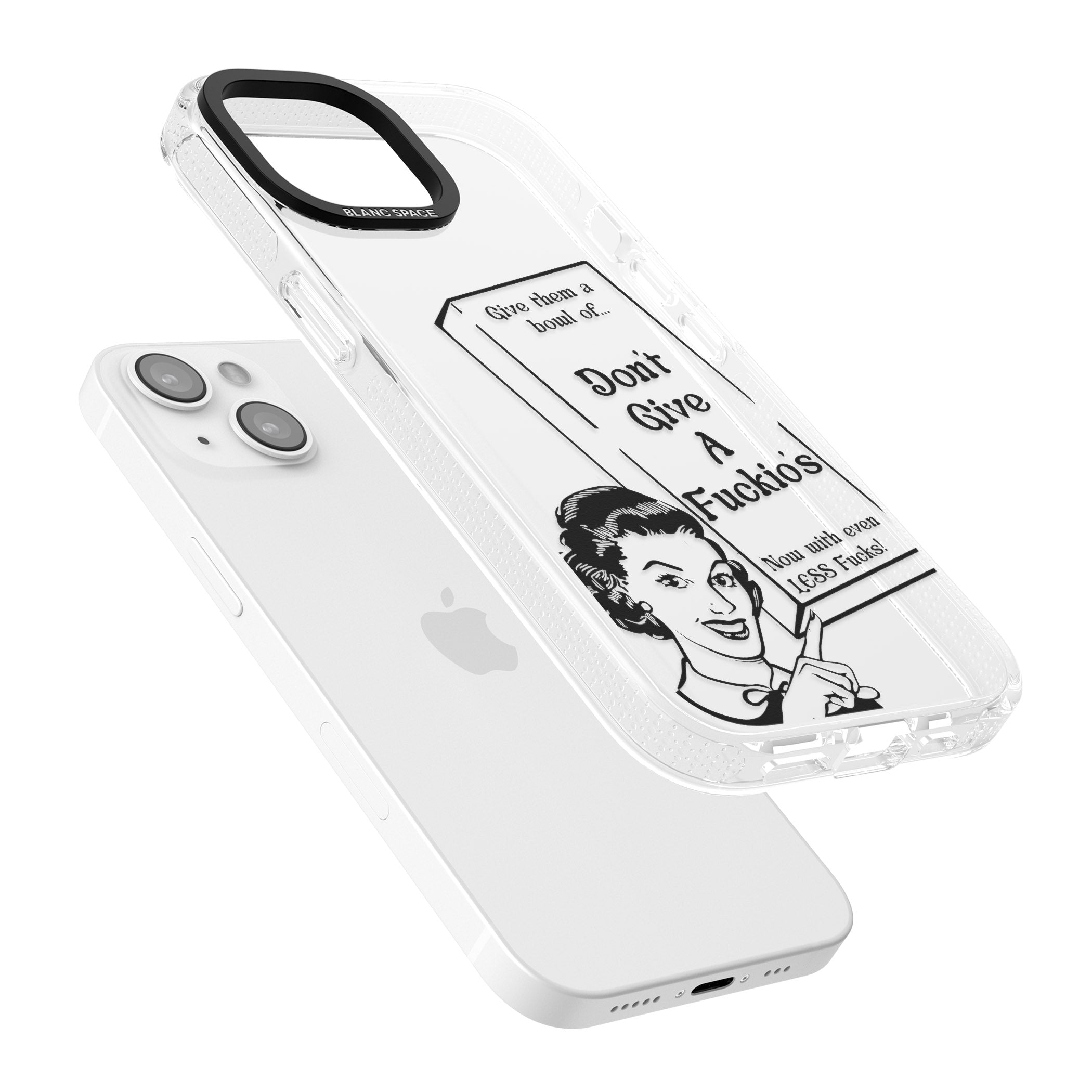 "Don't Give a F*ckio's" Cereal iPhone 15 / 14 / 13 Clear Case Impact Air - Blanc Space