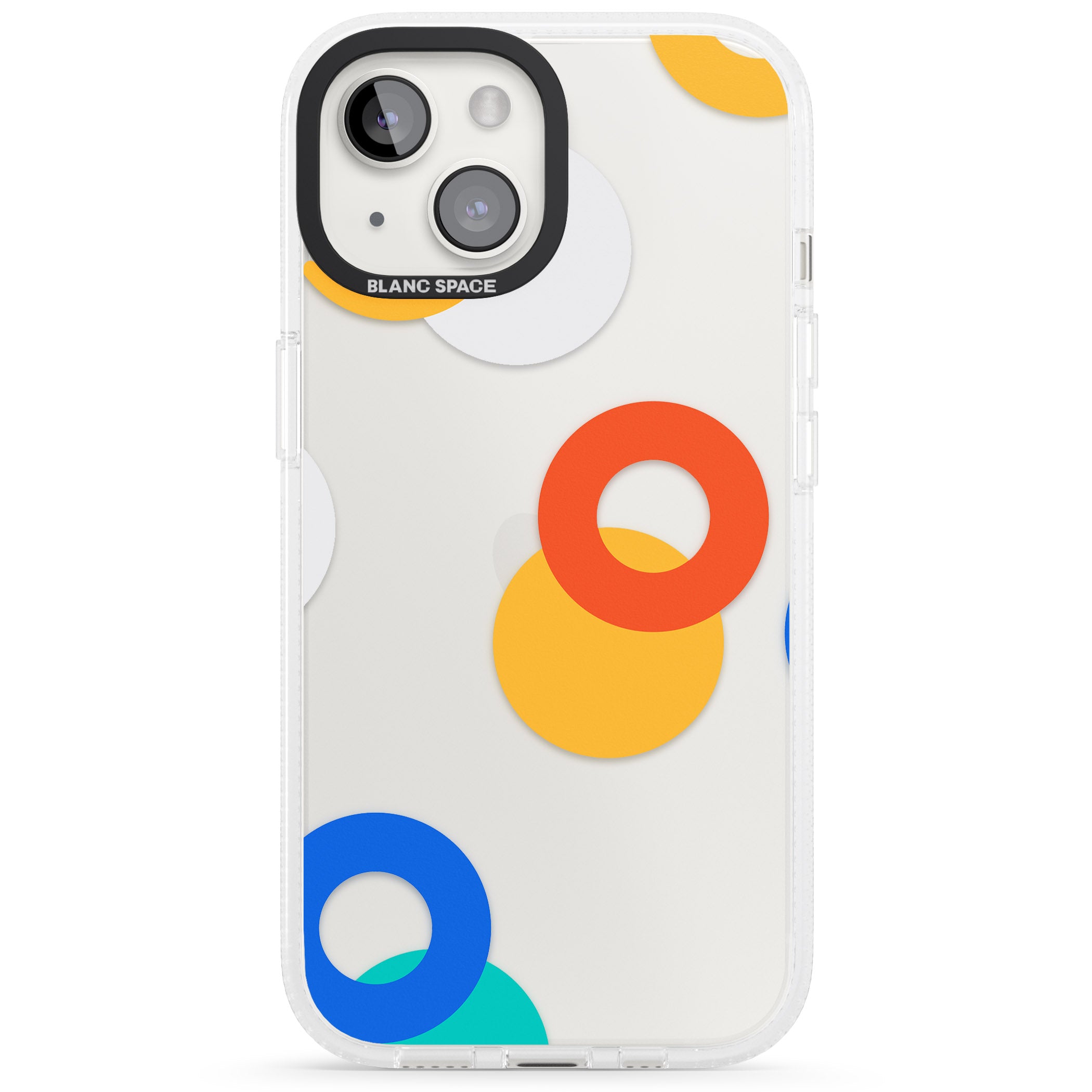 Abstract Mixed Circles iPhone 15 / 14 / 13 Clear Case Impact Air - Blanc Space