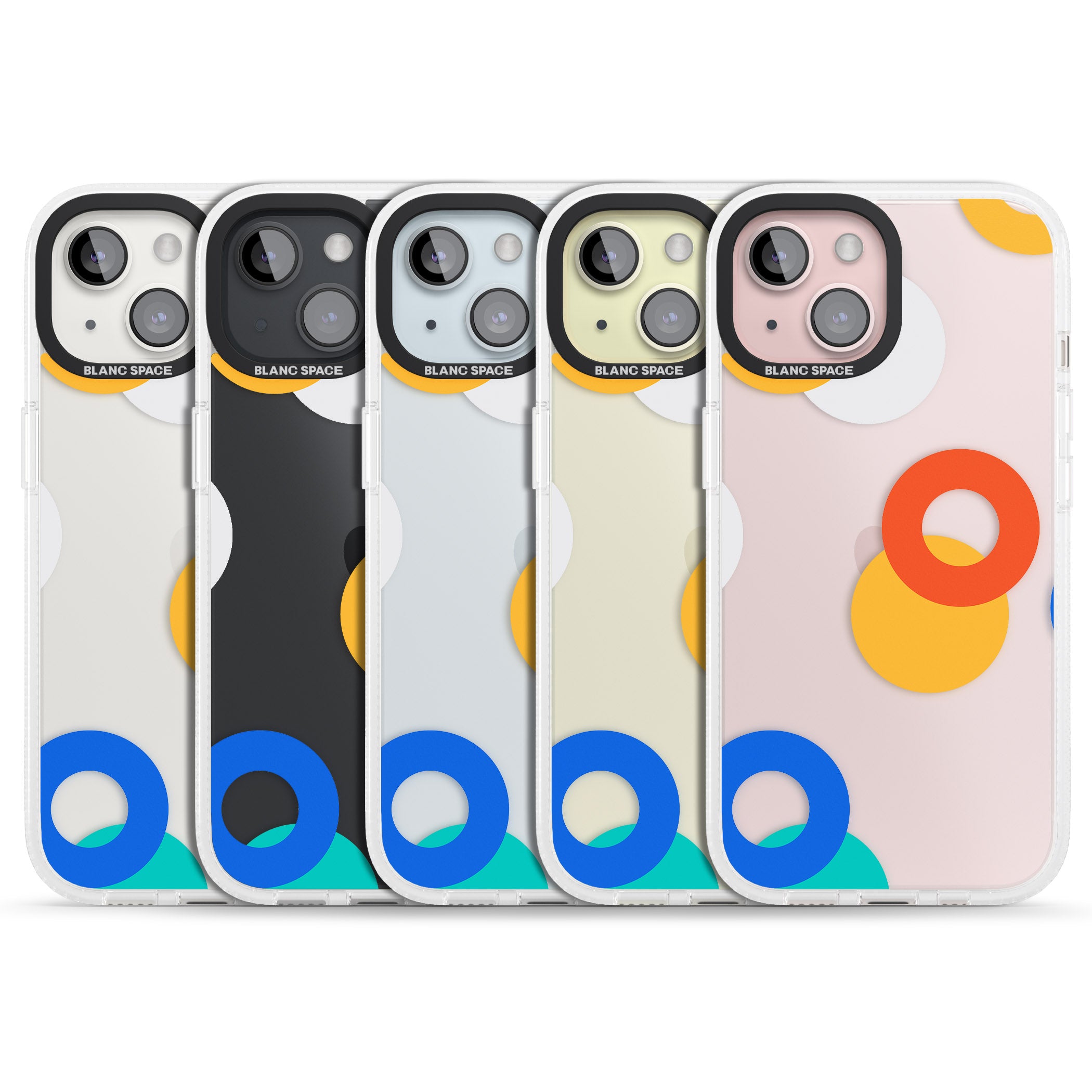 Abstract Mixed Circles iPhone 15 / 14 / 13 Clear Case Impact Air - Blanc Space