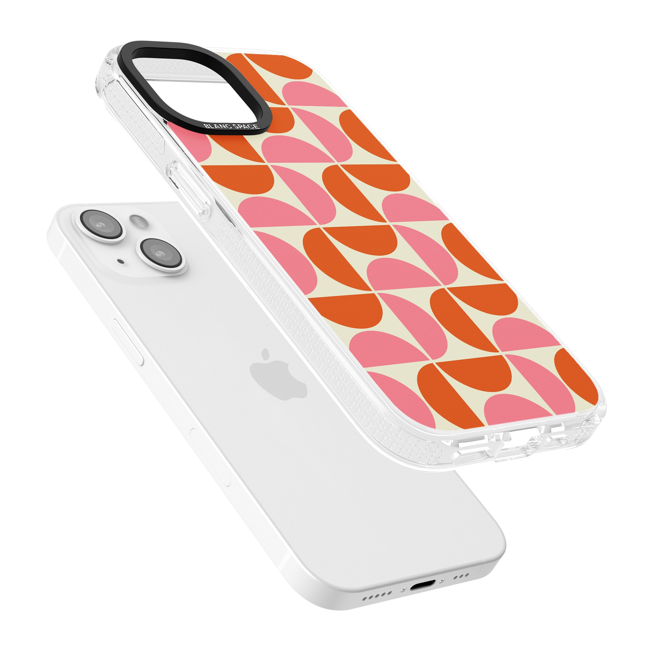Retro Half-circle Pattern iPhone 15 / 14 / 13 Clear Case Impact Air - Blanc Space