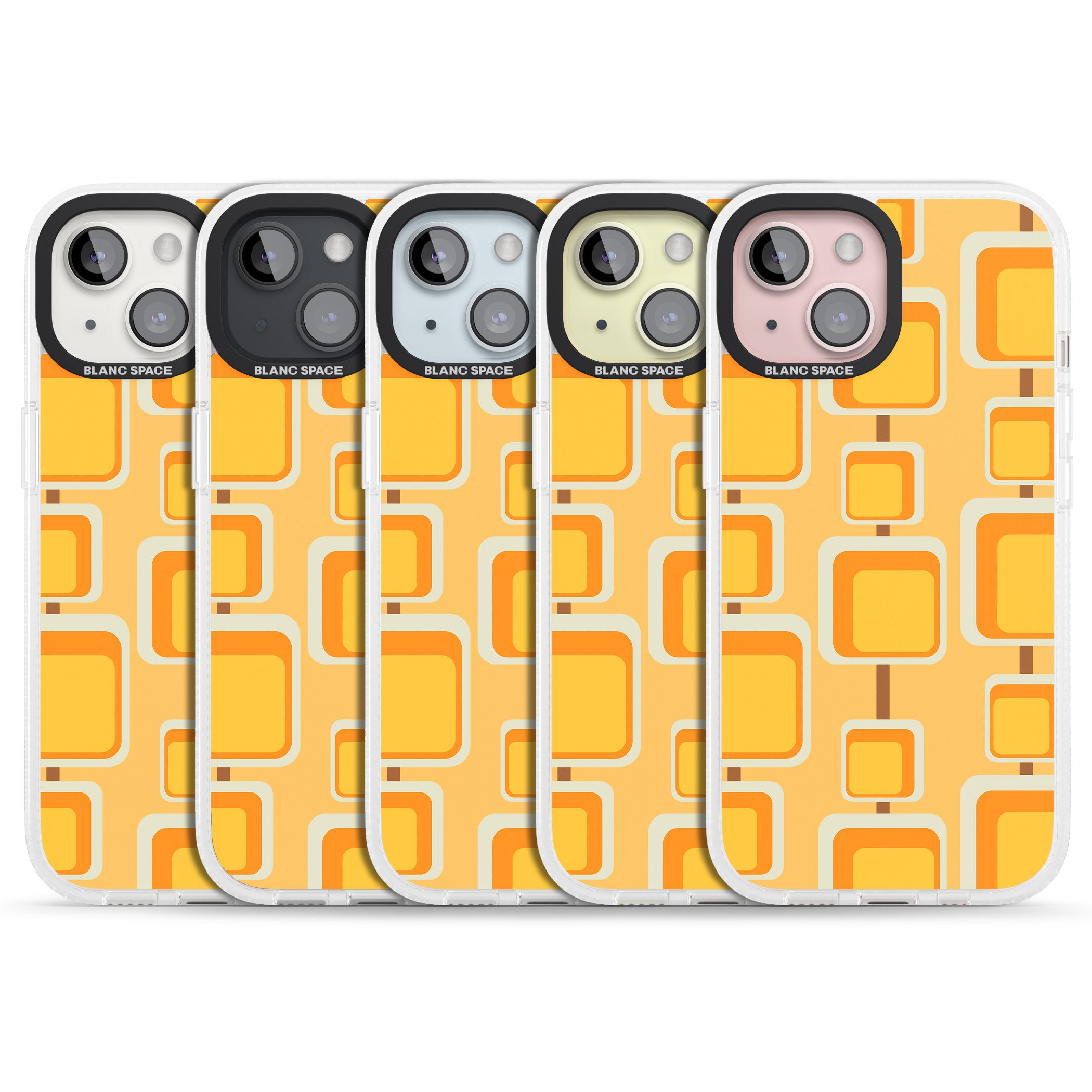Sunny Mid-Century Squares iPhone 15 / 14 / 13 Clear Case Impact Air - Blanc Space