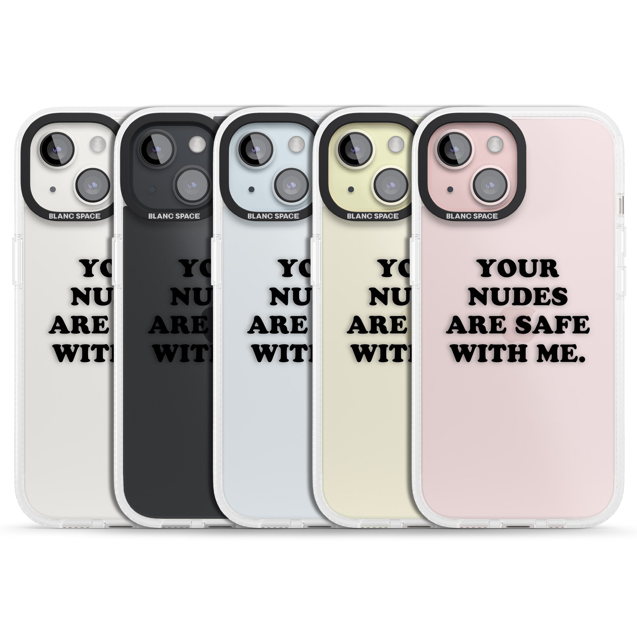 Your nudes are safe with me... BLACK iPhone 15 / 14 / 13 Clear Case Impact Air - Blanc Space