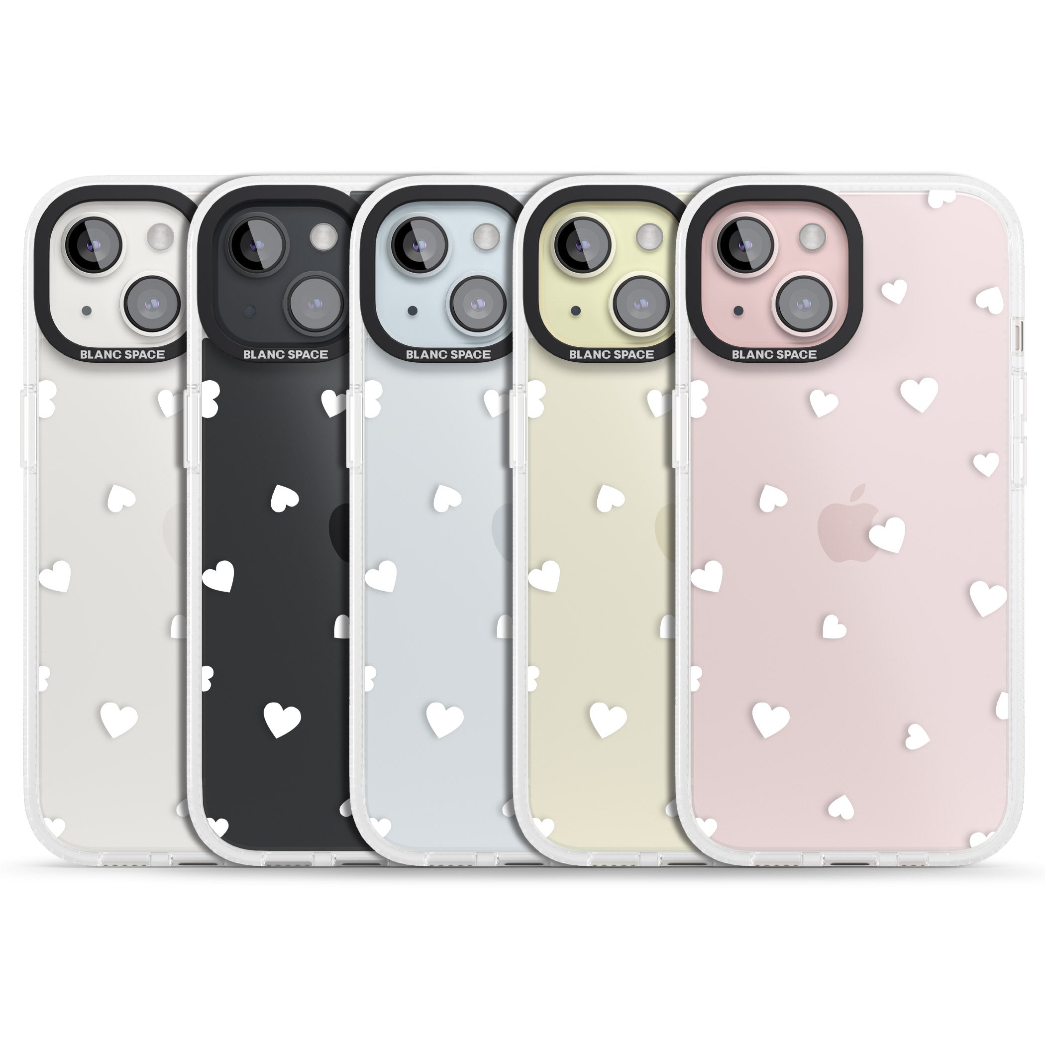 White Hearts Pattern iPhone 15 / 14 / 13 Clear Case Impact Air - Blanc Space