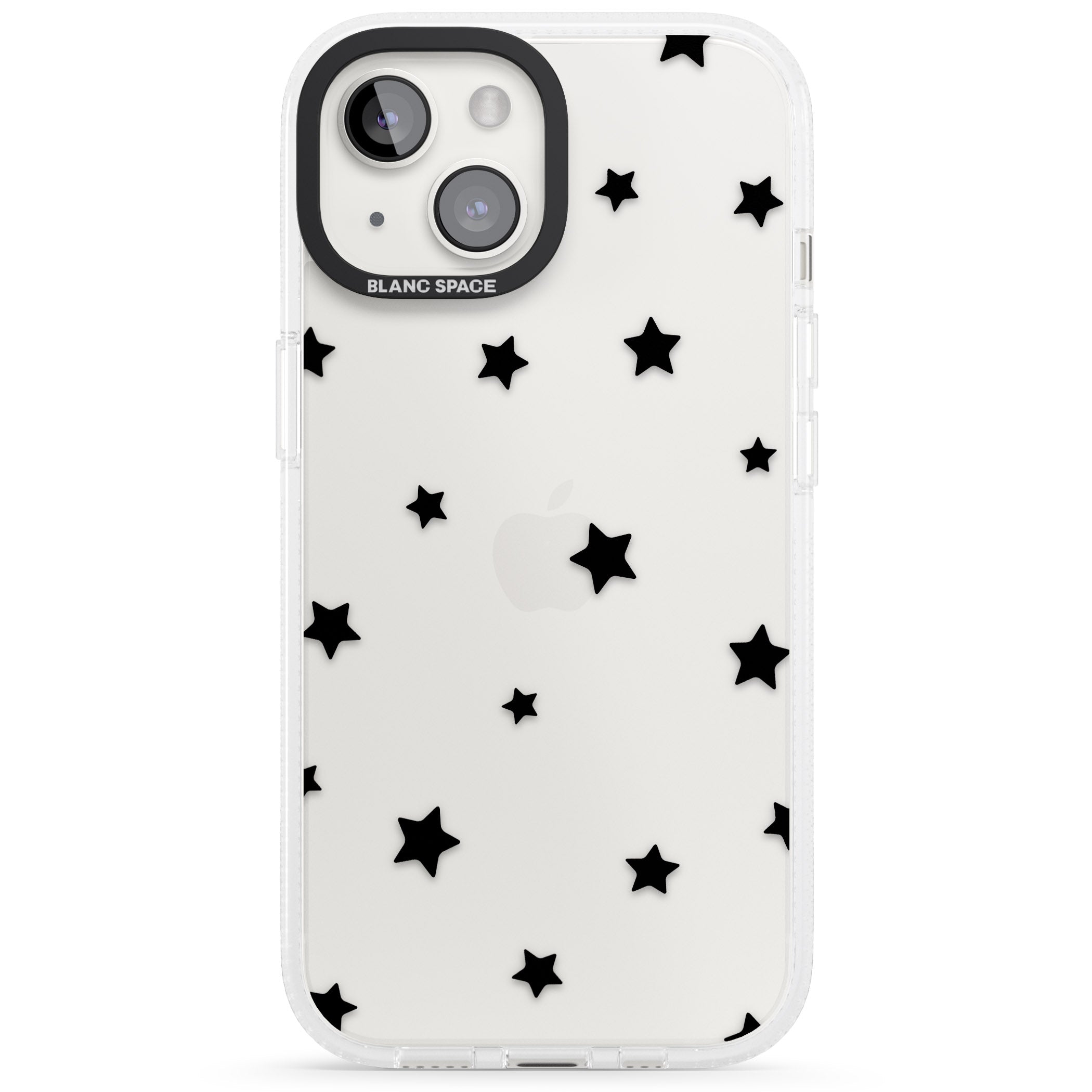 Black Stars Pattern iPhone 15 / 14 / 13 Clear Case Impact Air - Blanc Space
