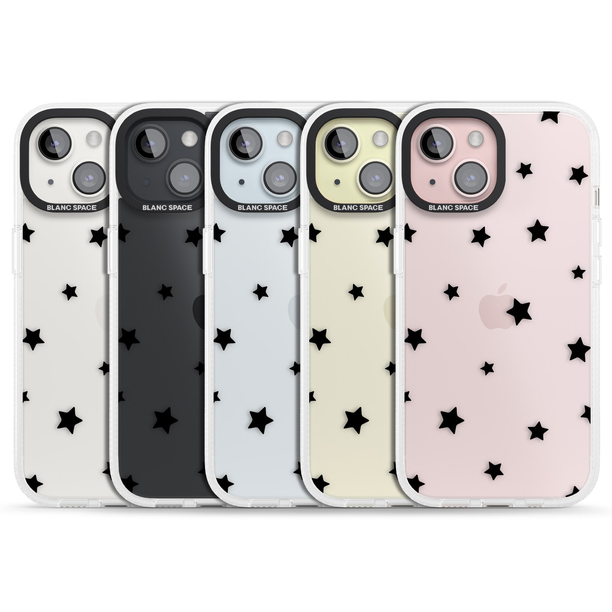 Black Stars Pattern iPhone 15 / 14 / 13 Clear Case Impact Air - Blanc Space