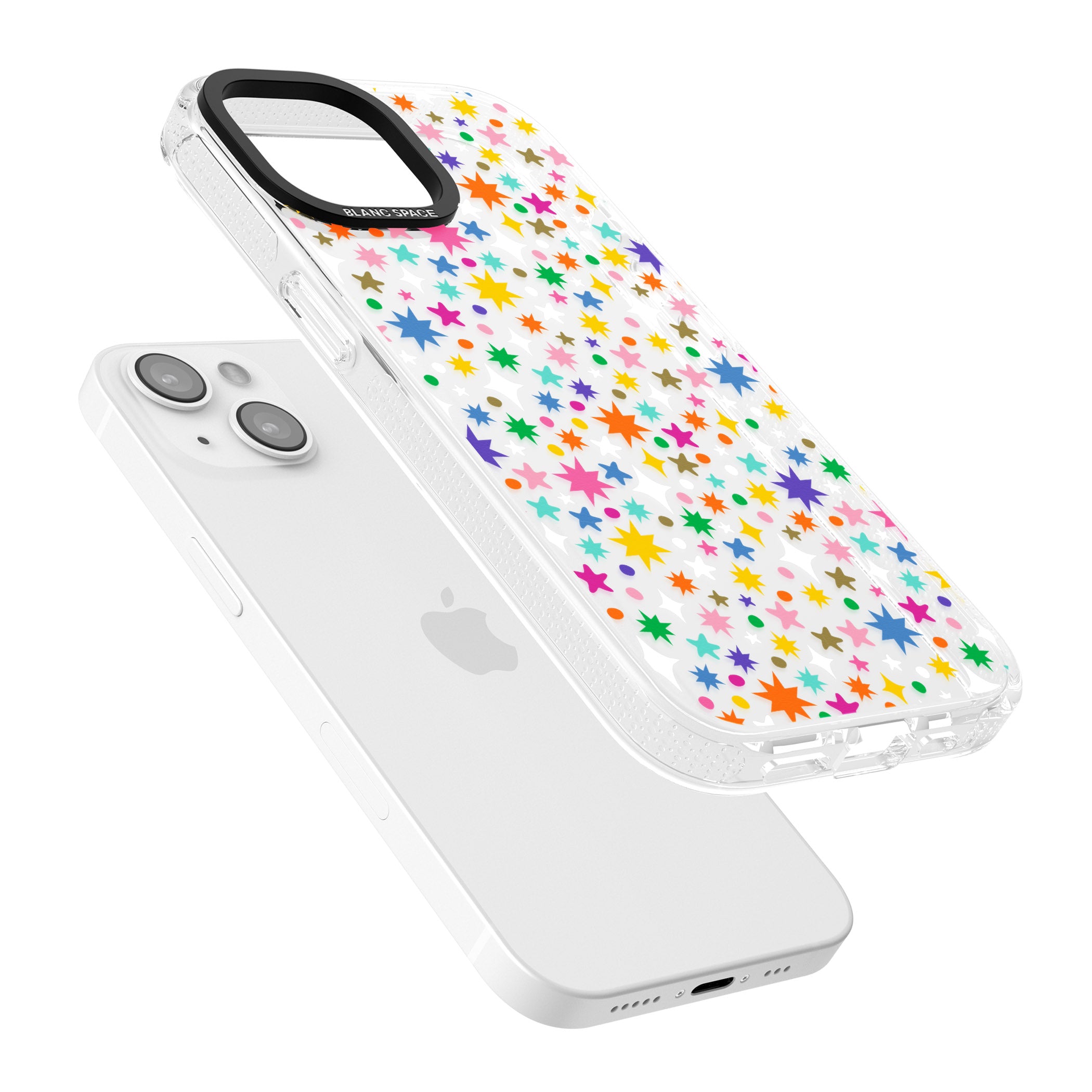 Rainbow Starburst iPhone 15 / 14 / 13 Clear Case Impact Air - Blanc Space