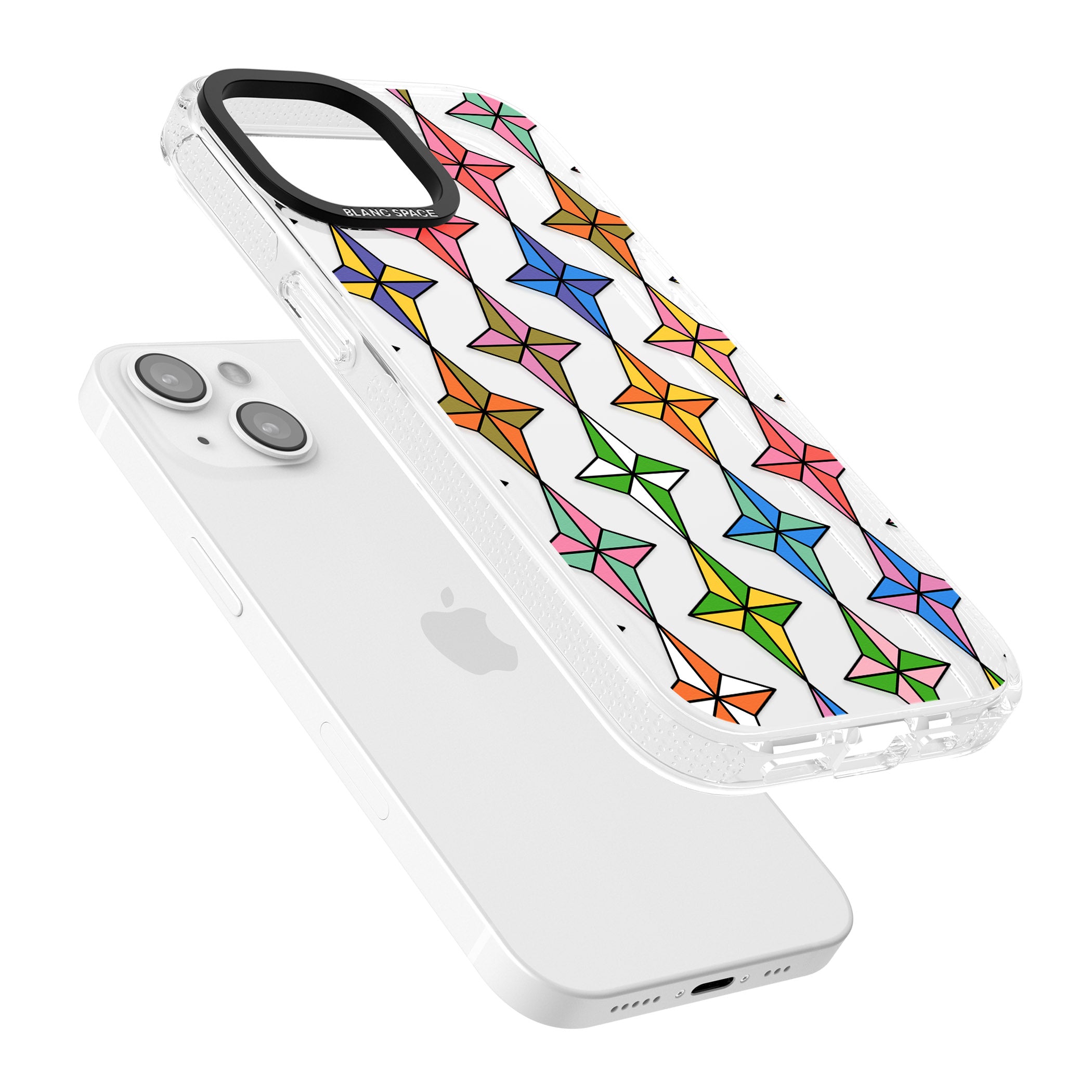 Multi Colour Stars Pattern iPhone 15 / 14 / 13 Clear Case Impact Air - Blanc Space
