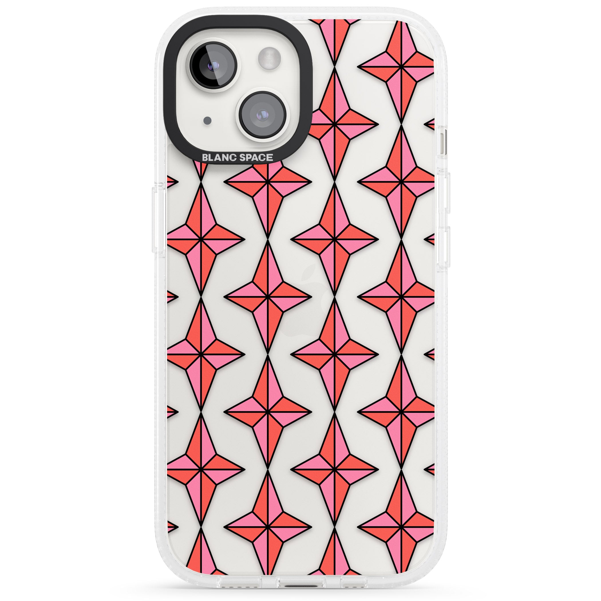 Rose Stars Pattern (Clear) iPhone 15 / 14 / 13 Clear Case Impact Air - Blanc Space