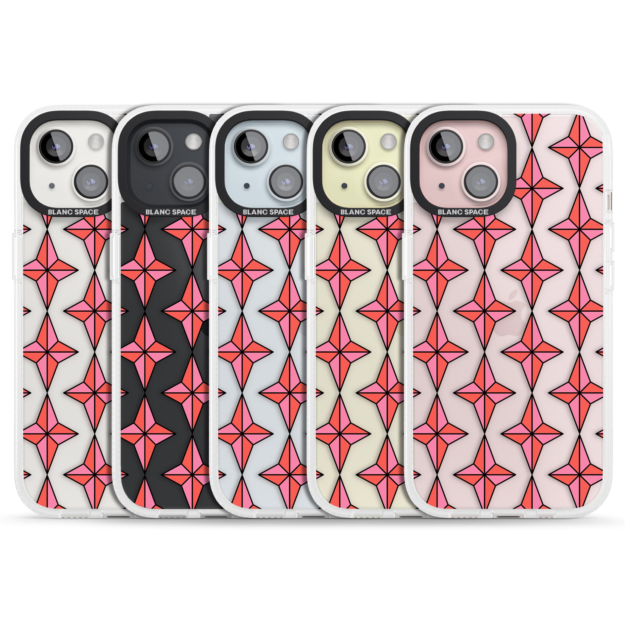 Rose Stars Pattern (Clear) iPhone 15 / 14 / 13 Clear Case Impact Air - Blanc Space