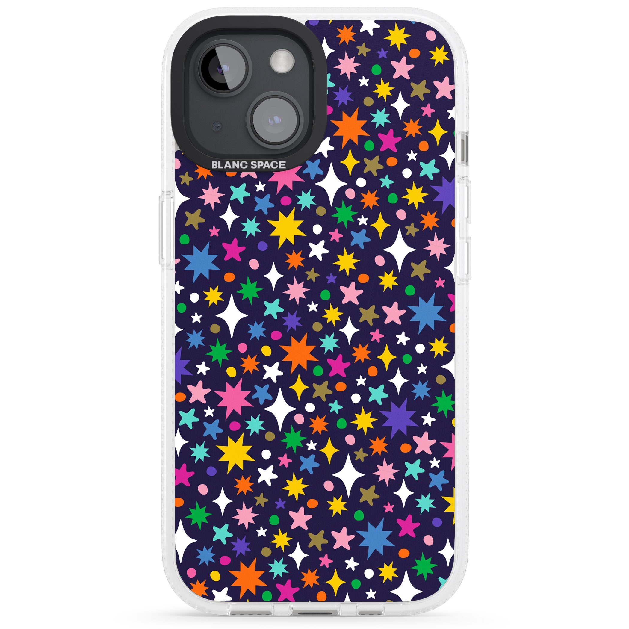 Rainbow Starburst (Purple) iPhone 15 / 14 / 13 Clear Case Impact Air - Blanc Space