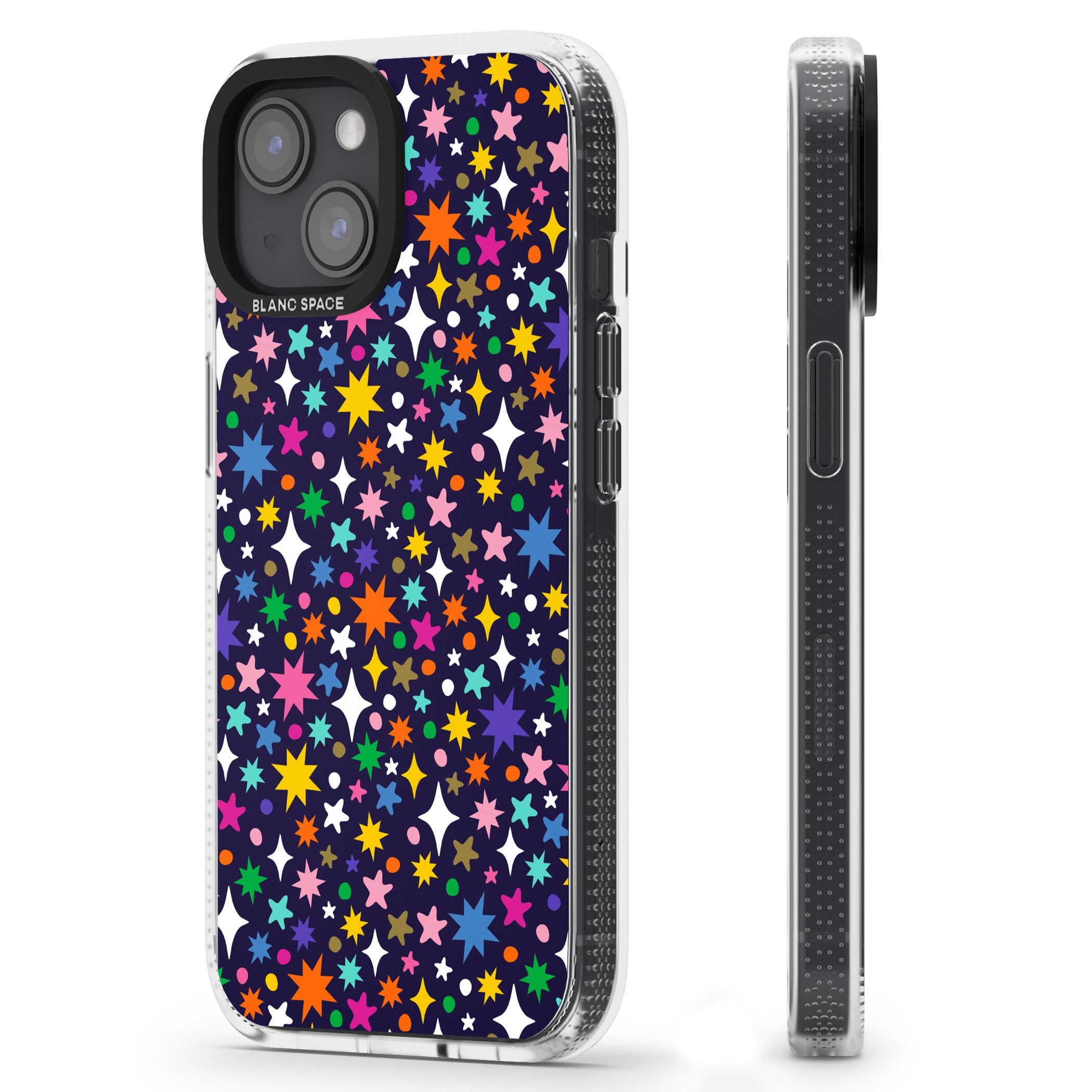 Rainbow Starburst (Purple) iPhone 15 / 14 / 13 Clear Case Impact Air - Blanc Space